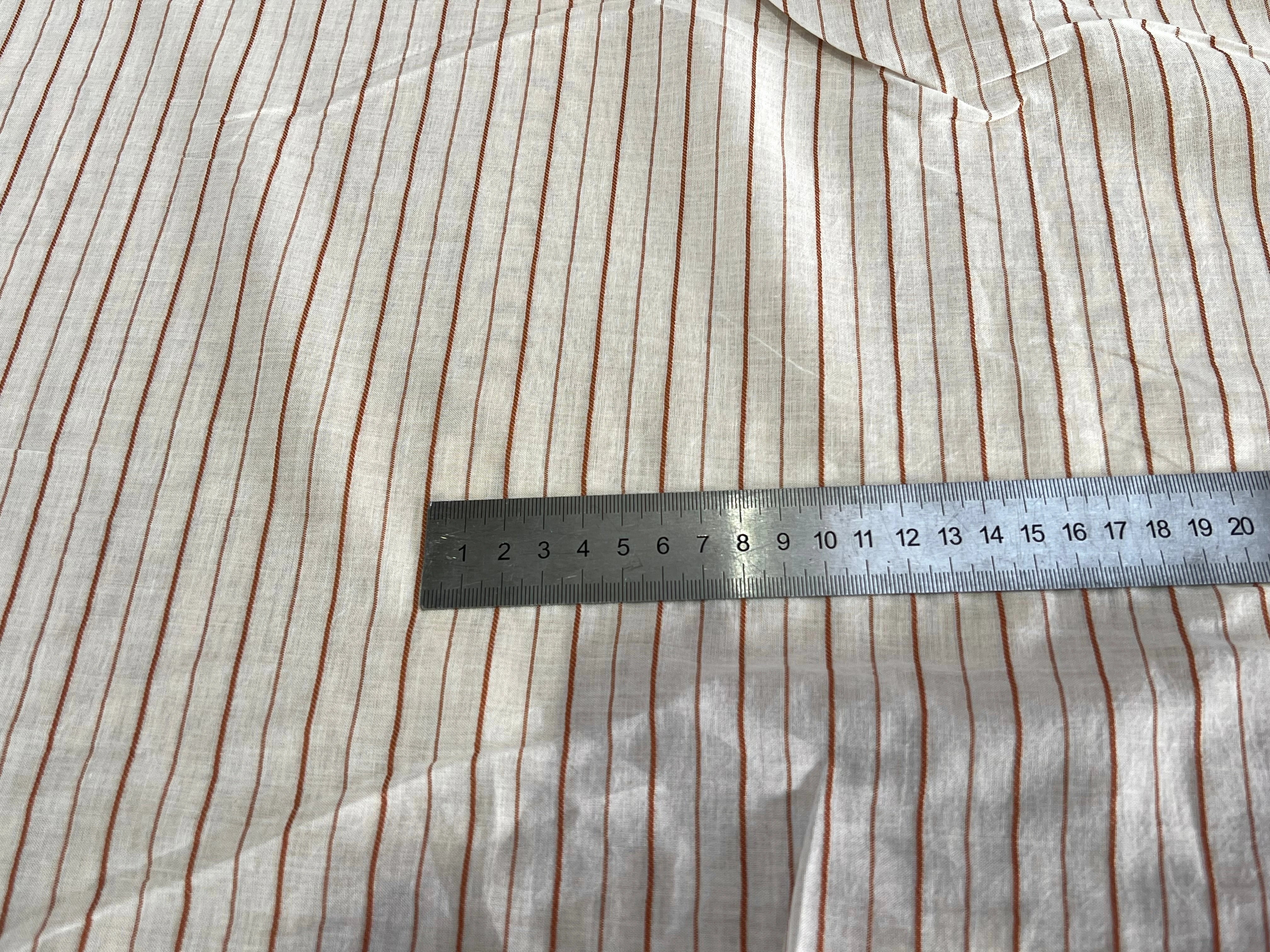 VOILE DE COTON BLANC RAYURES MARRON - My Little Coupon