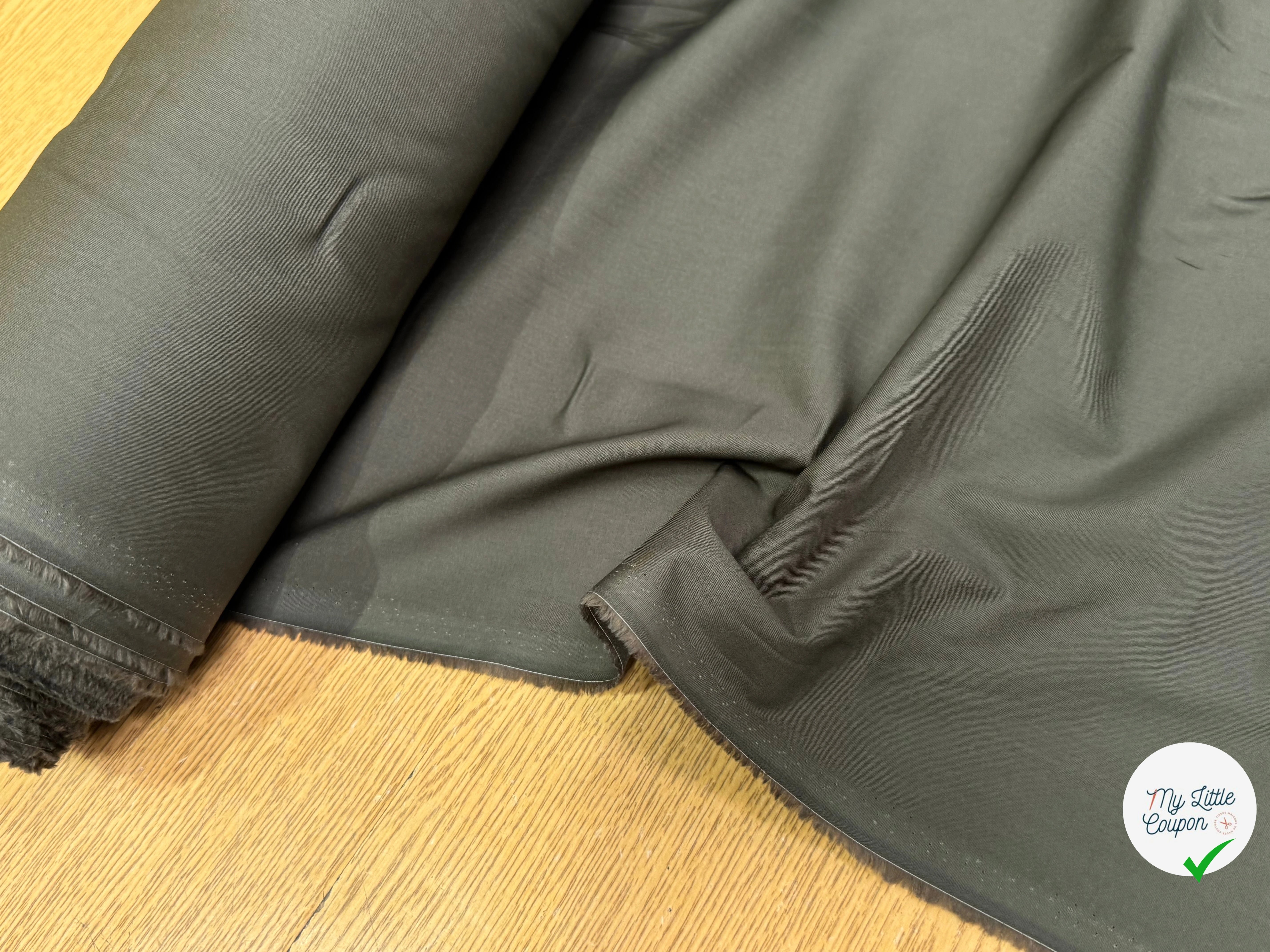 VOILE DE COTON BRUTE VERT KAKI - My Little Coupon
