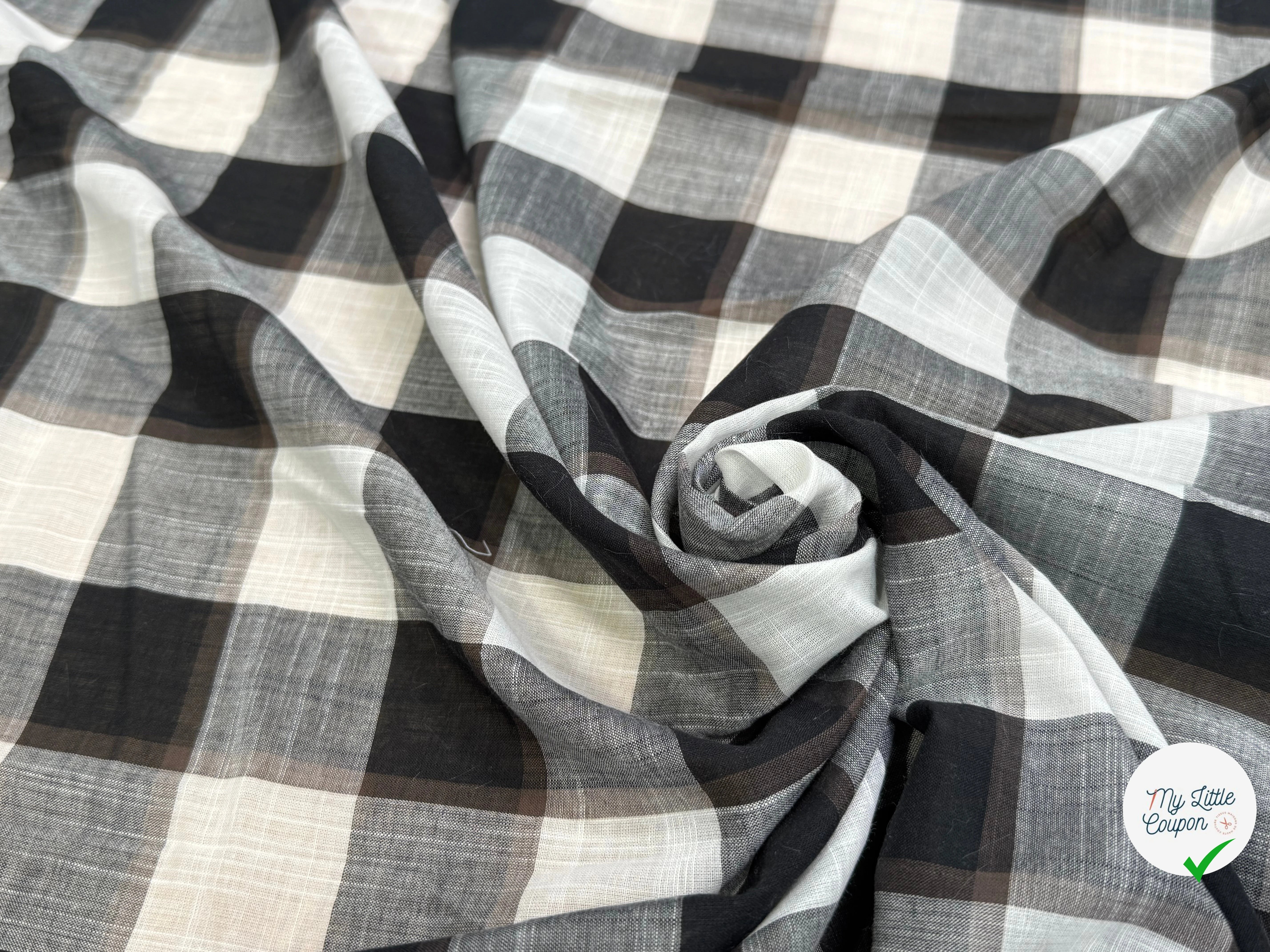 VOILE DE COTON CARREAUX BLANC ET NOIR - My Little Coupon