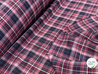 VOILE DE COTON CARREAUX MARINE ROSE - My Little Coupon