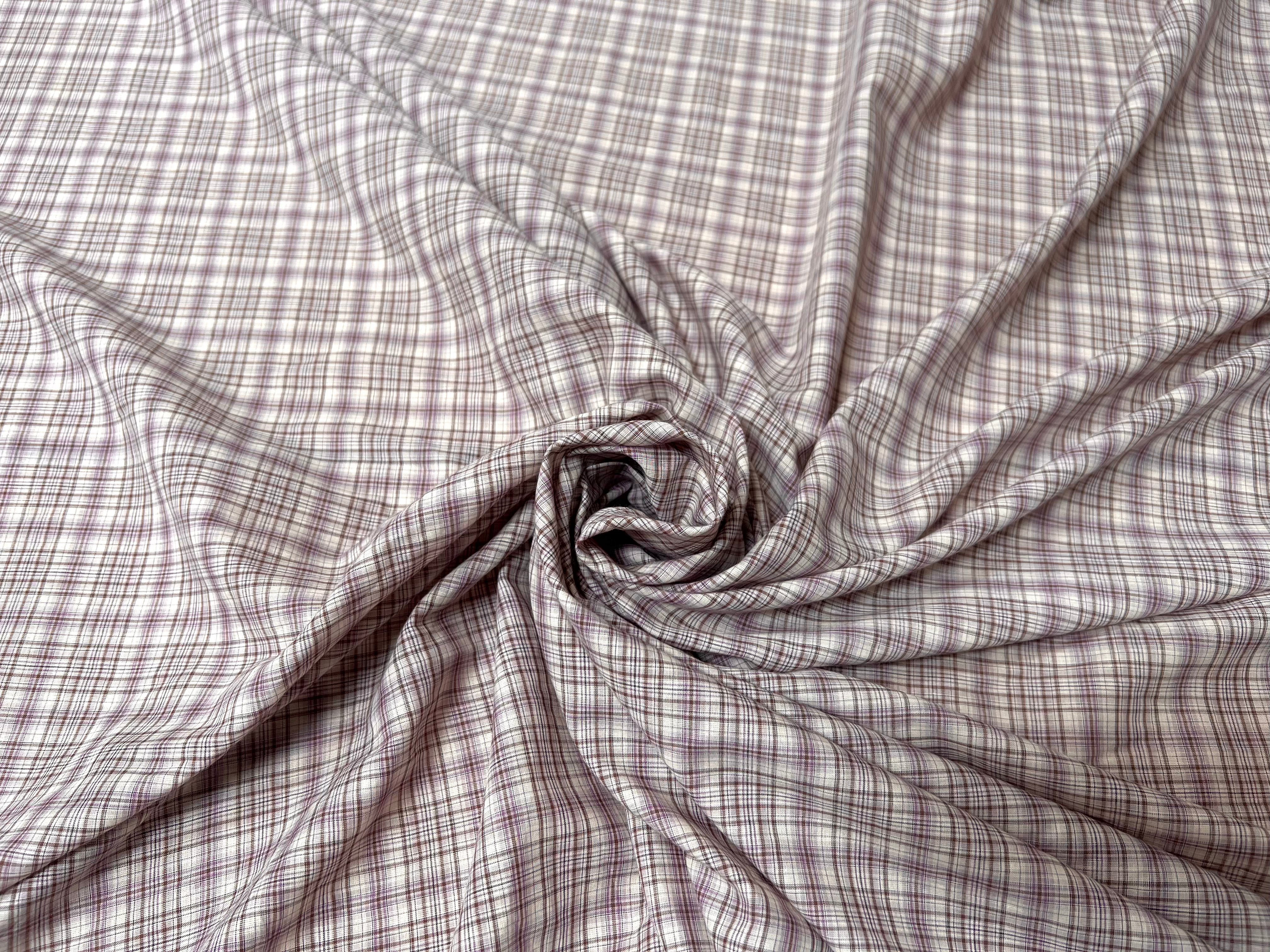 VOILE DE COTON CARREAUX VIOLET ET MARRON - My Little Coupon