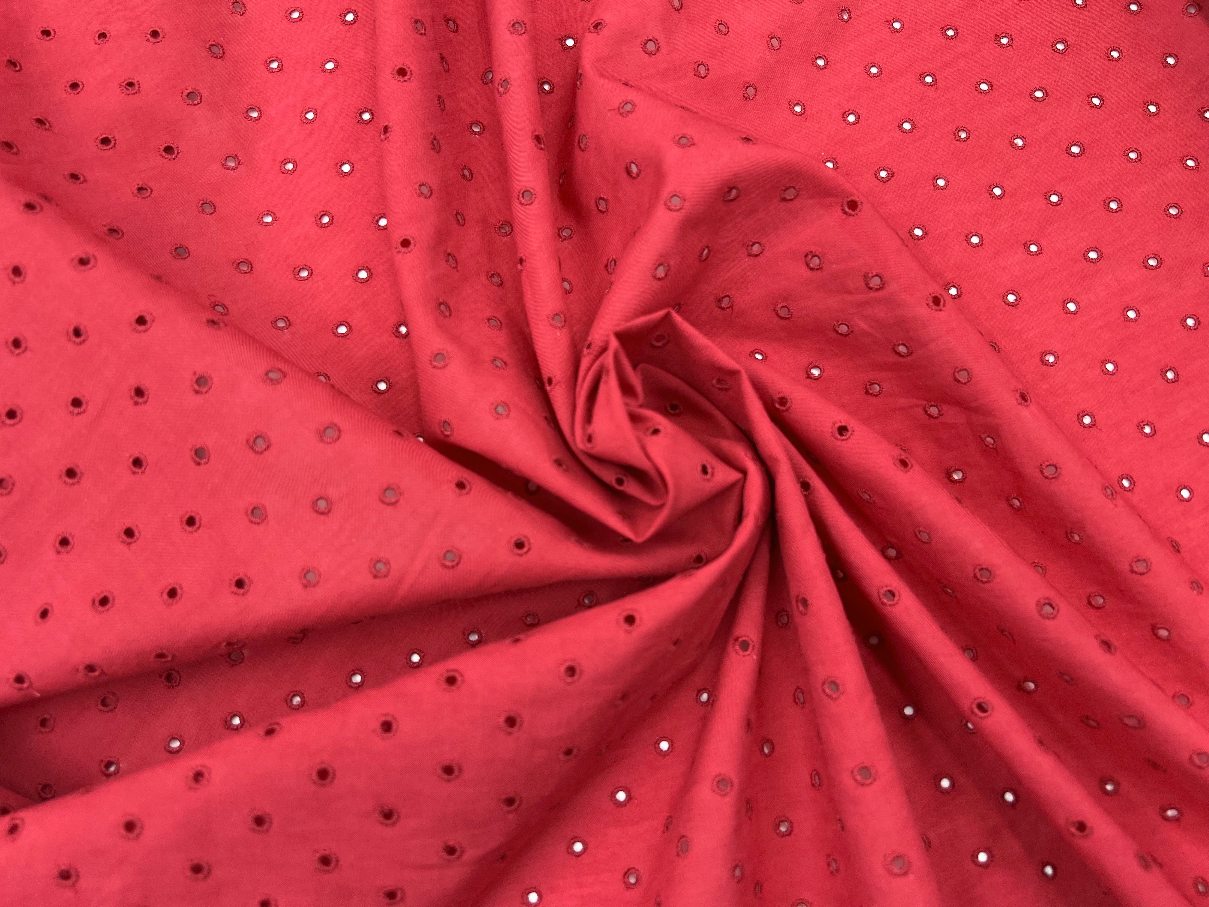 VOILE DE COTON DE PETITS RONDS CARMIN MSO