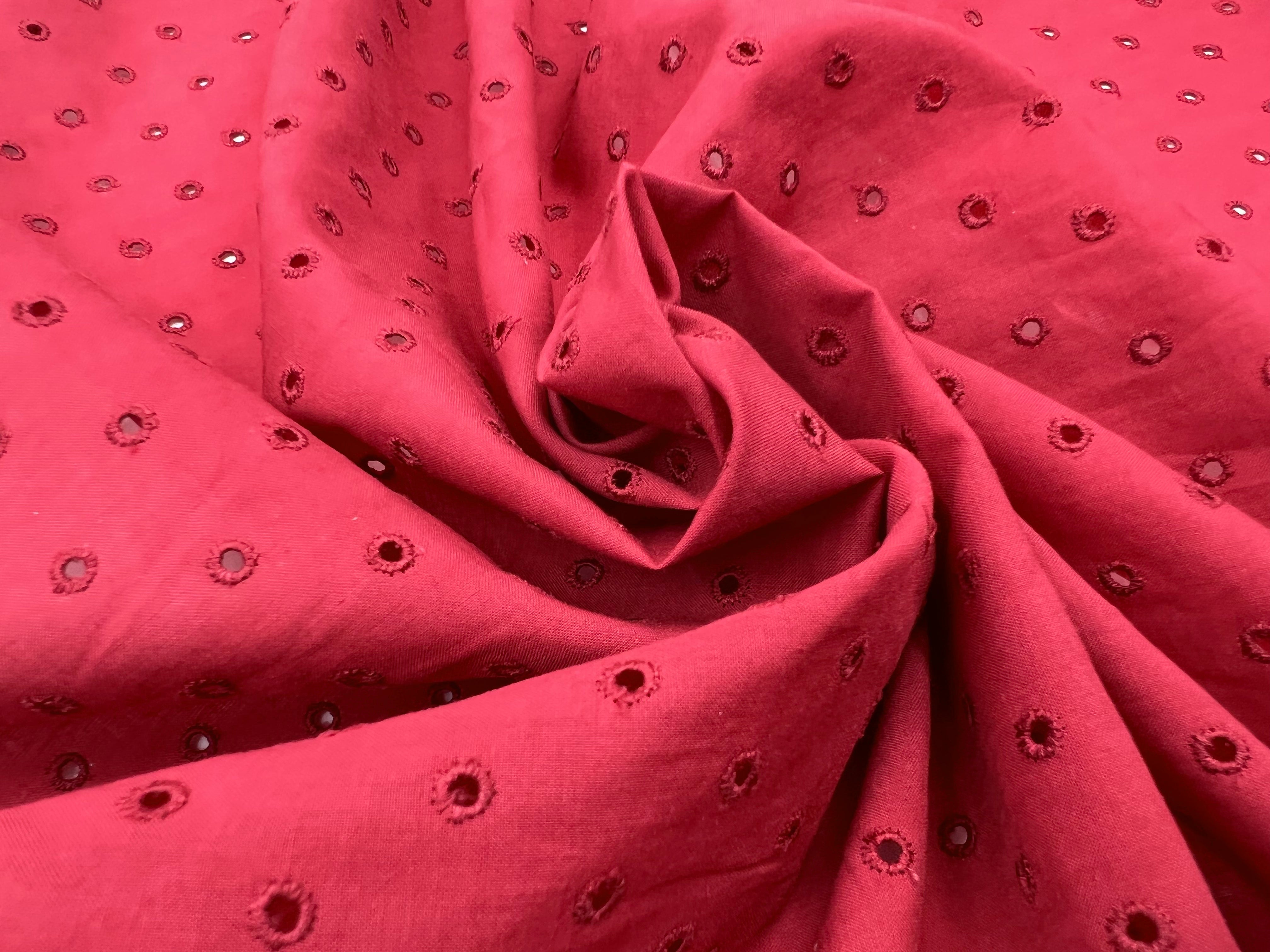 VOILE DE COTON DE PETITS RONDS CARMIN MSO