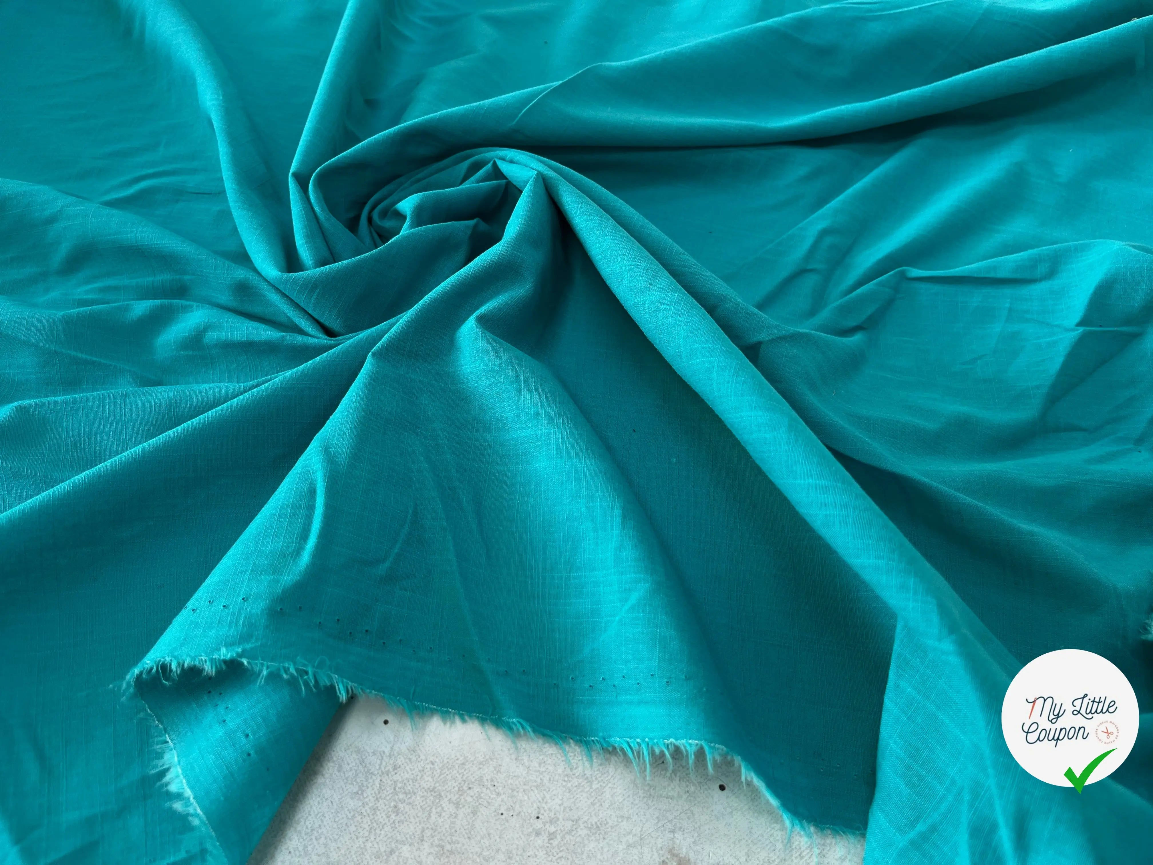 VOILE DE COTON EFFET QUADRILLÉ BLEU CIEN - My Little Coupon