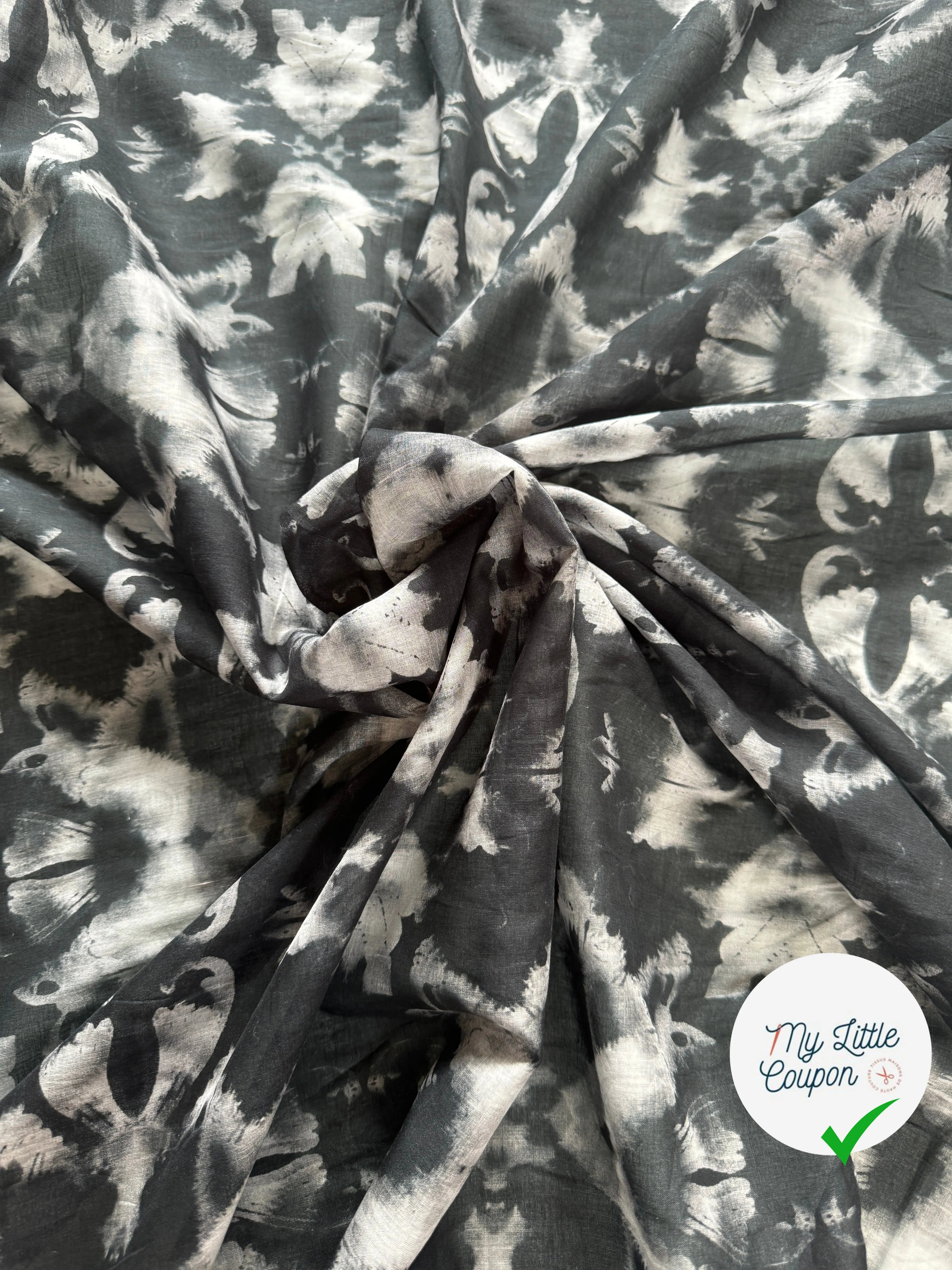 VOILE DE COTON EMERISÉ VOYAGE NOIR - My Little Coupon