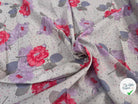 VOILE DE COTON FLEURS GREY PINK - My Little Coupon