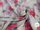 VOILE DE COTON FLEURS GREY PINK - My Little Coupon