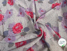 VOILE DE COTON FLEURS GREY PINK - My Little Coupon
