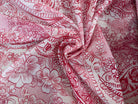 VOILE DE COTON FOND CREME FLEURS ROUGE ET ROSE - My Little Coupon