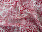 VOILE DE COTON FOND CREME FLEURS ROUGE ET ROSE - My Little Coupon