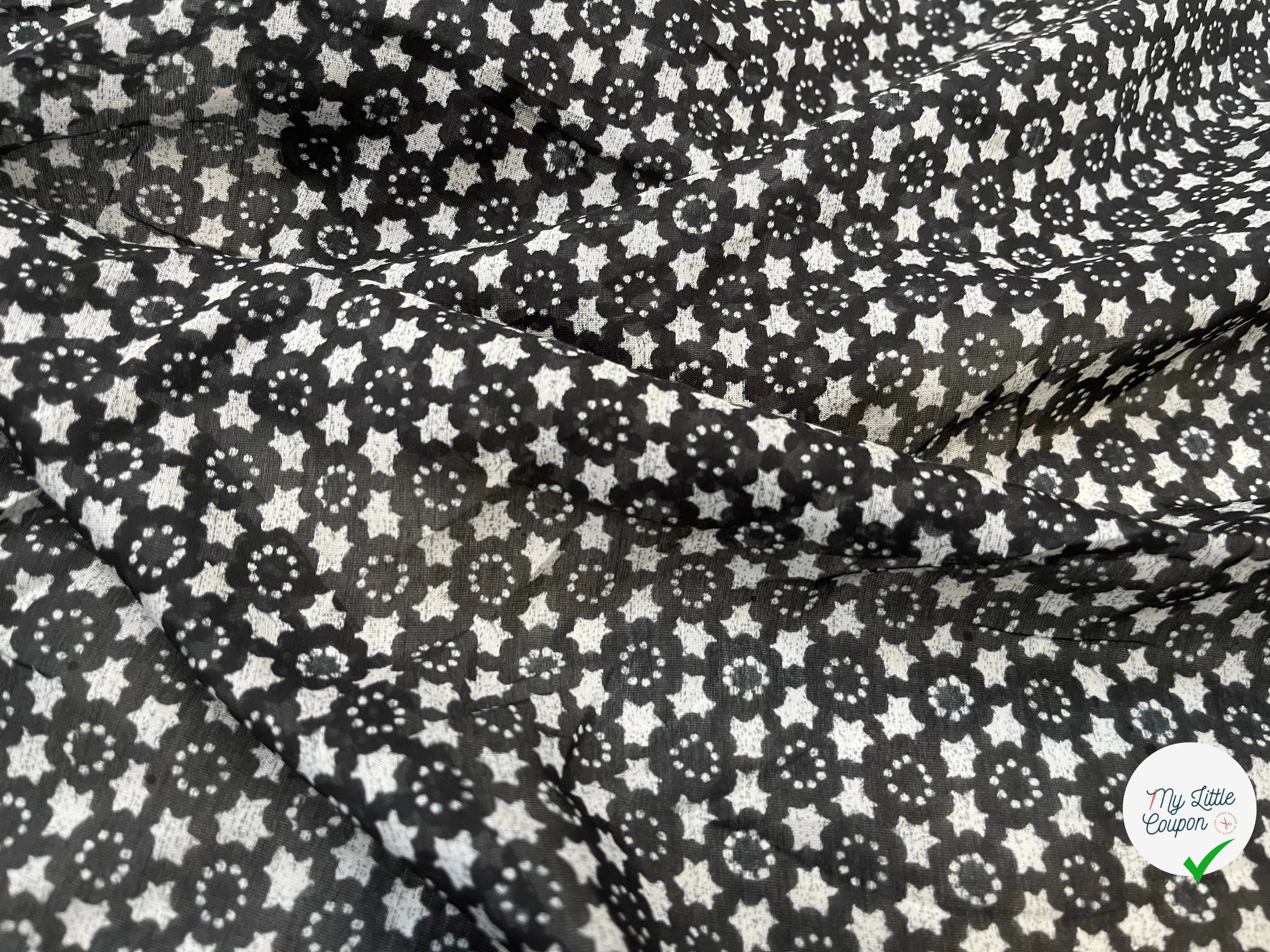 VOILE DE COTON FOND NOIR ETOILE - My Little Coupon