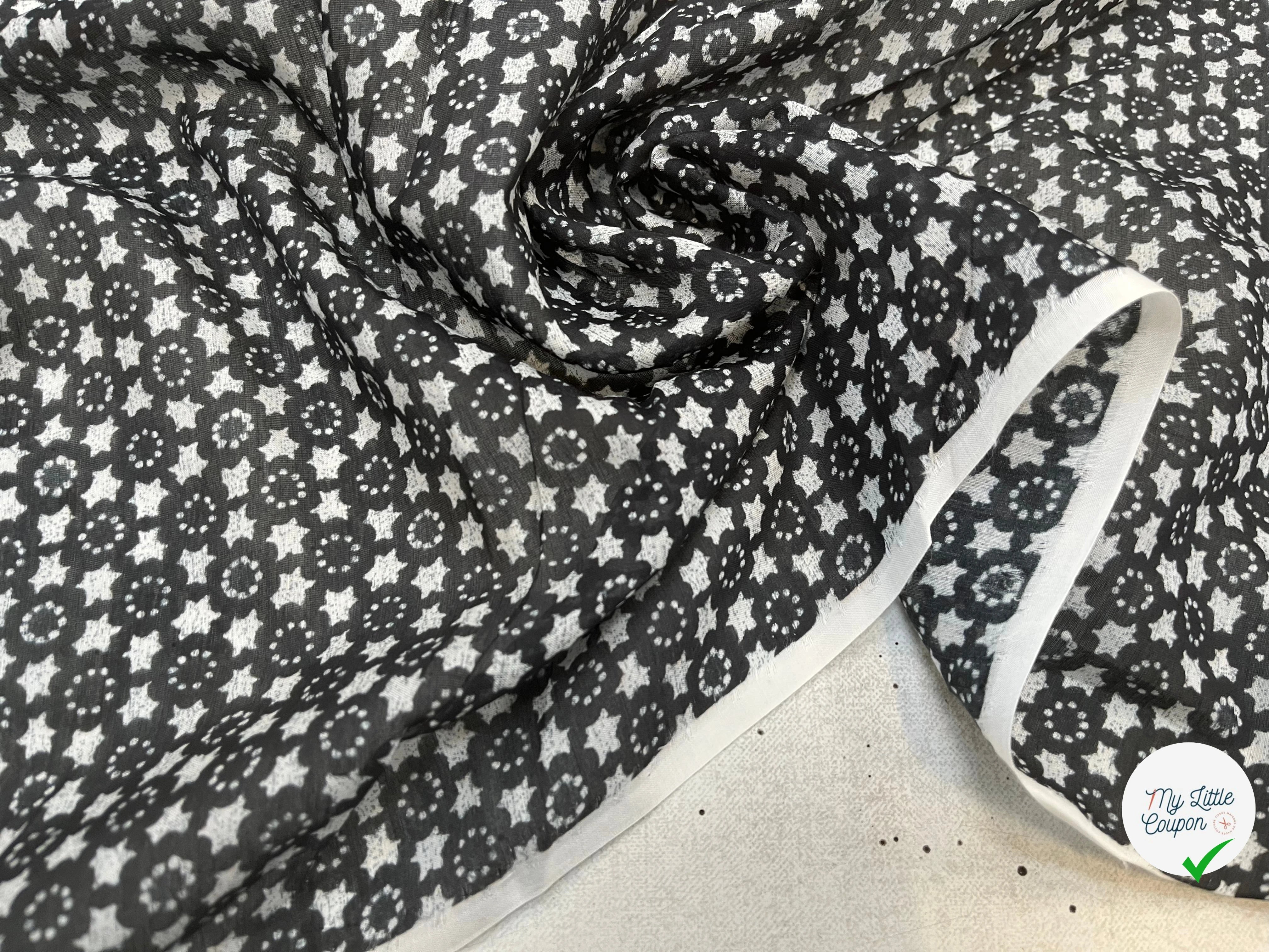 VOILE DE COTON FOND NOIR ETOILE - My Little Coupon