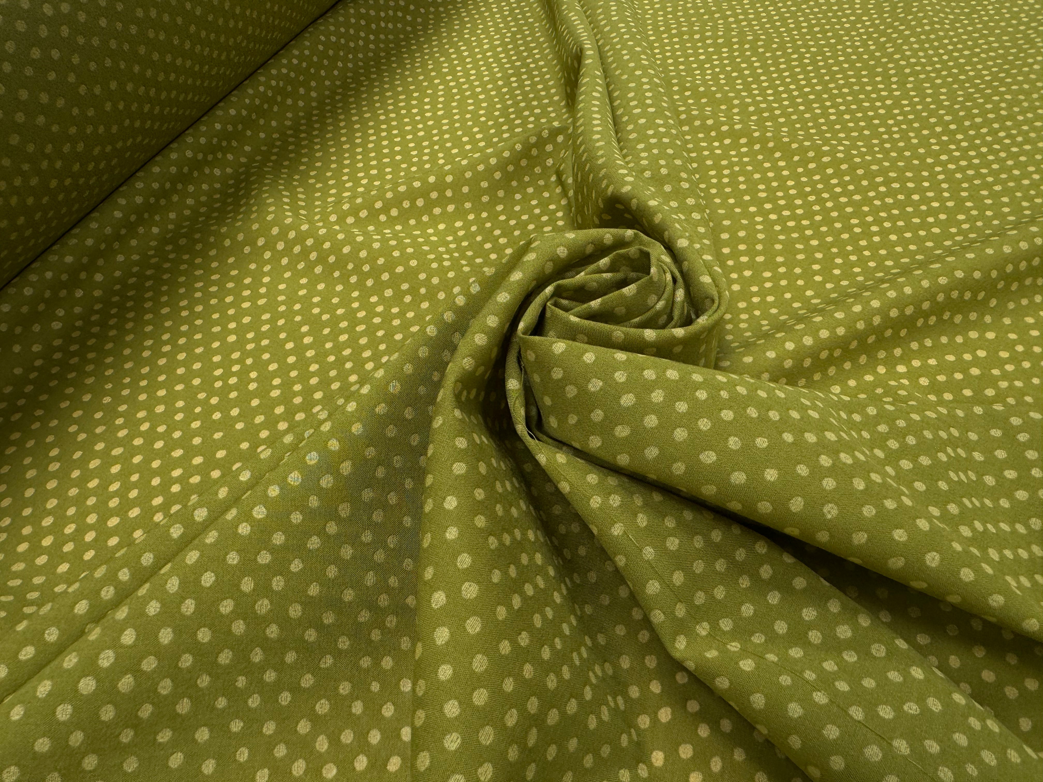 VOILE DE COTON FOND VERT MOTIFS PETITS POIDS - My Little Coupon