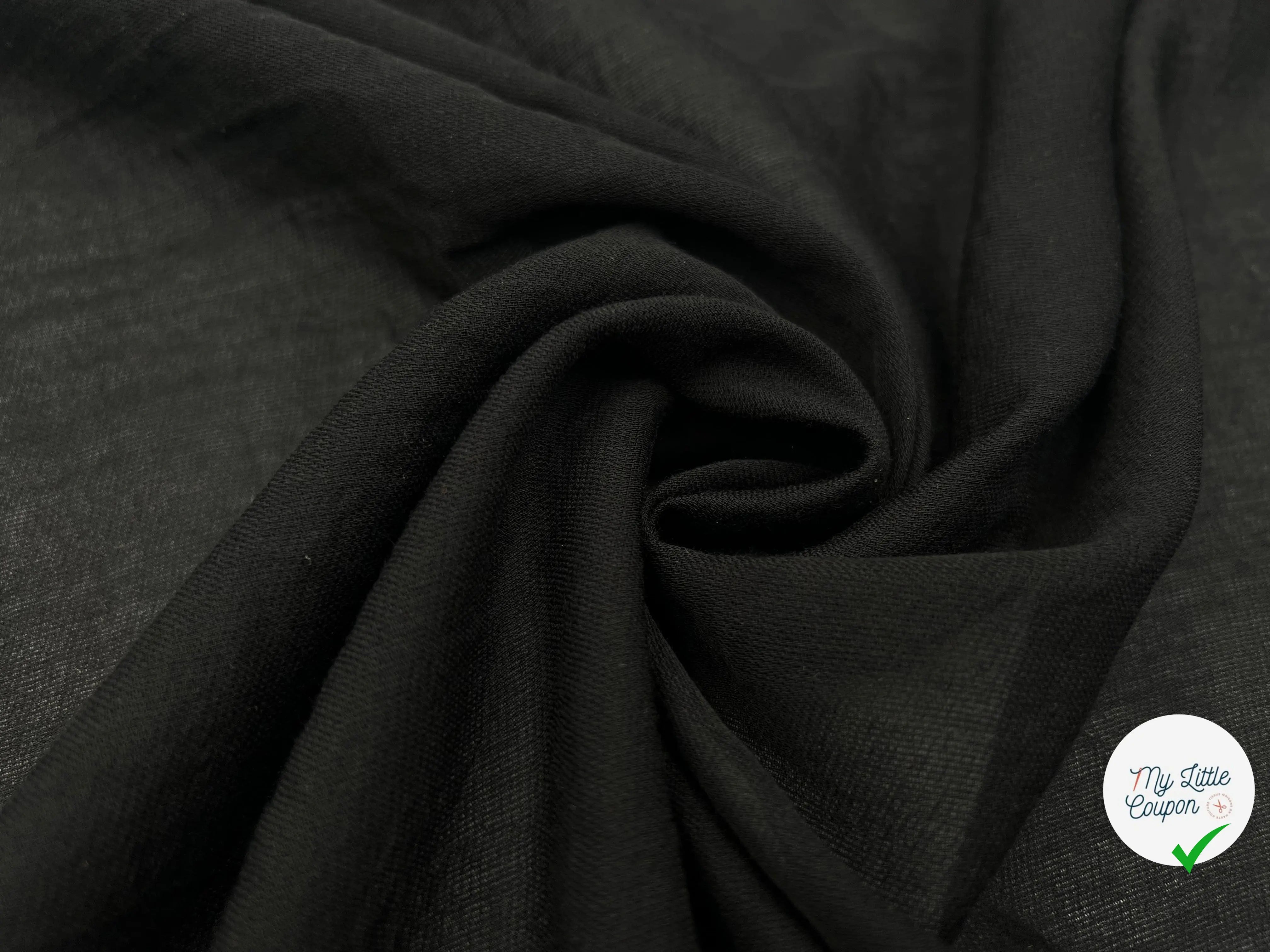 VOILE DE COTON FROISSÉ NOIR - My Little Coupon - tissu - coudre