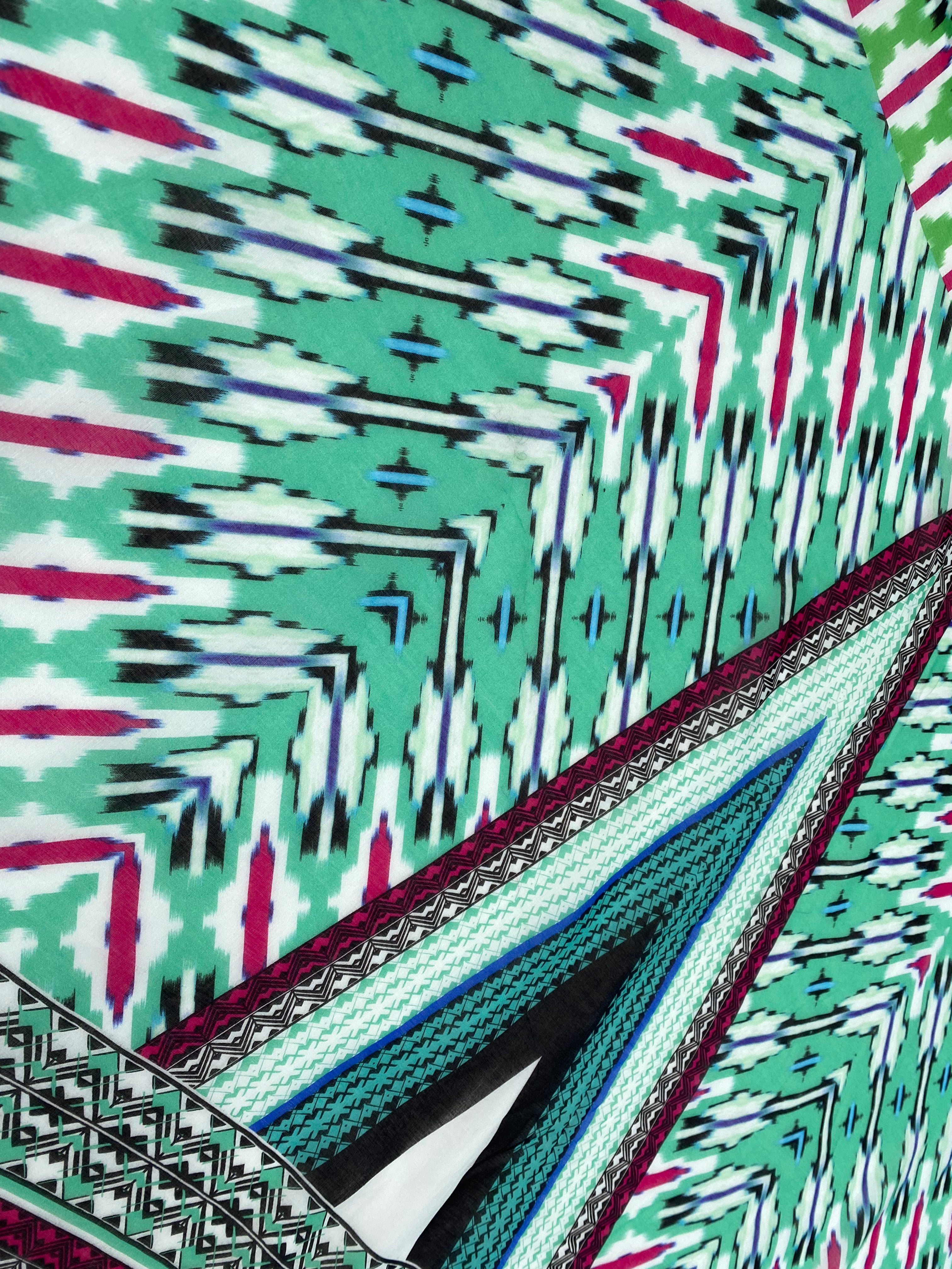 VOILE DE COTON GÉOMETRIE BORDURE ETHNIQUE - My Little Coupon