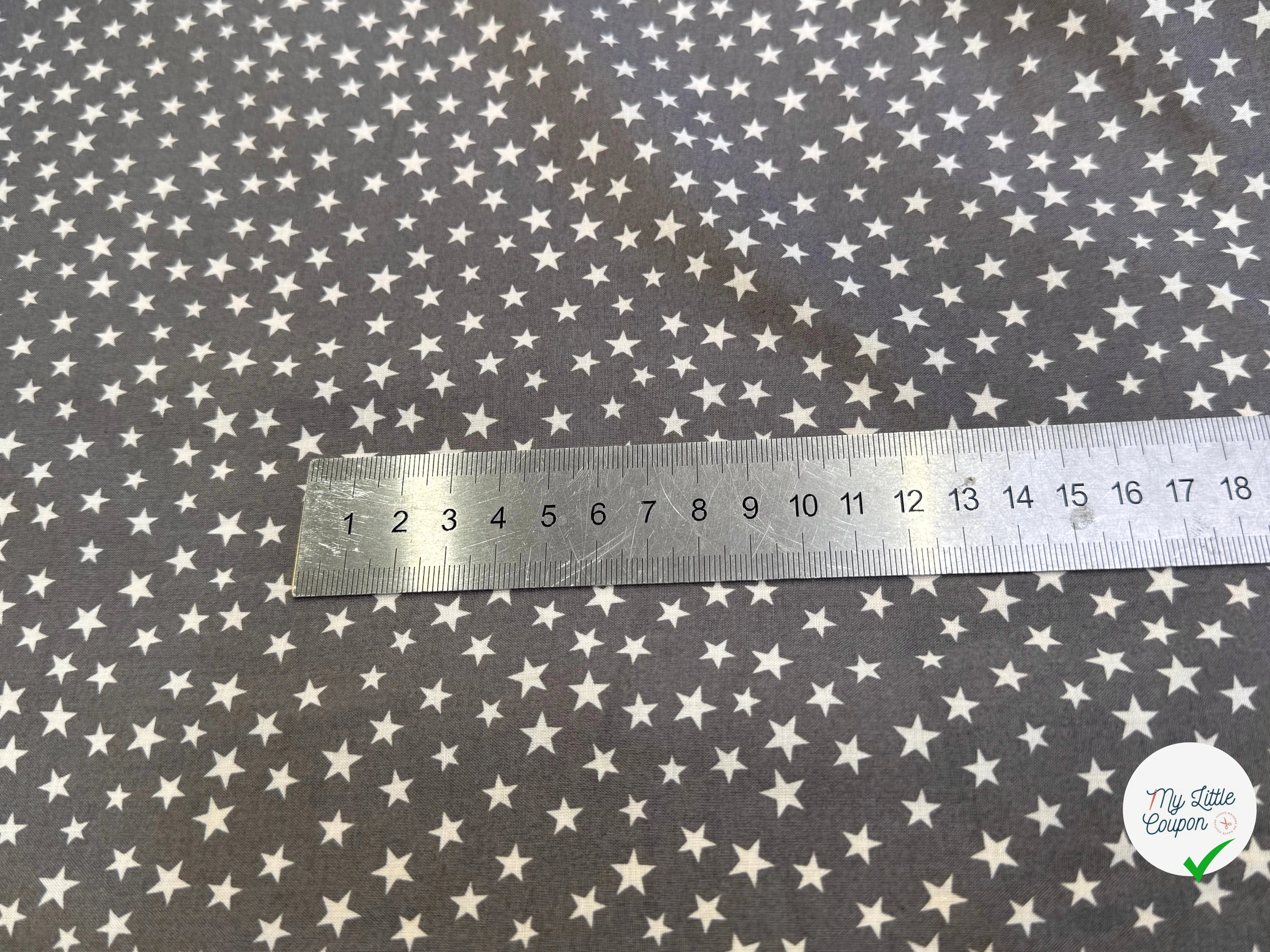 VOILE DE COTON GRIS CENDRÉ ÉTOILE BLANCHE - My Little Coupon