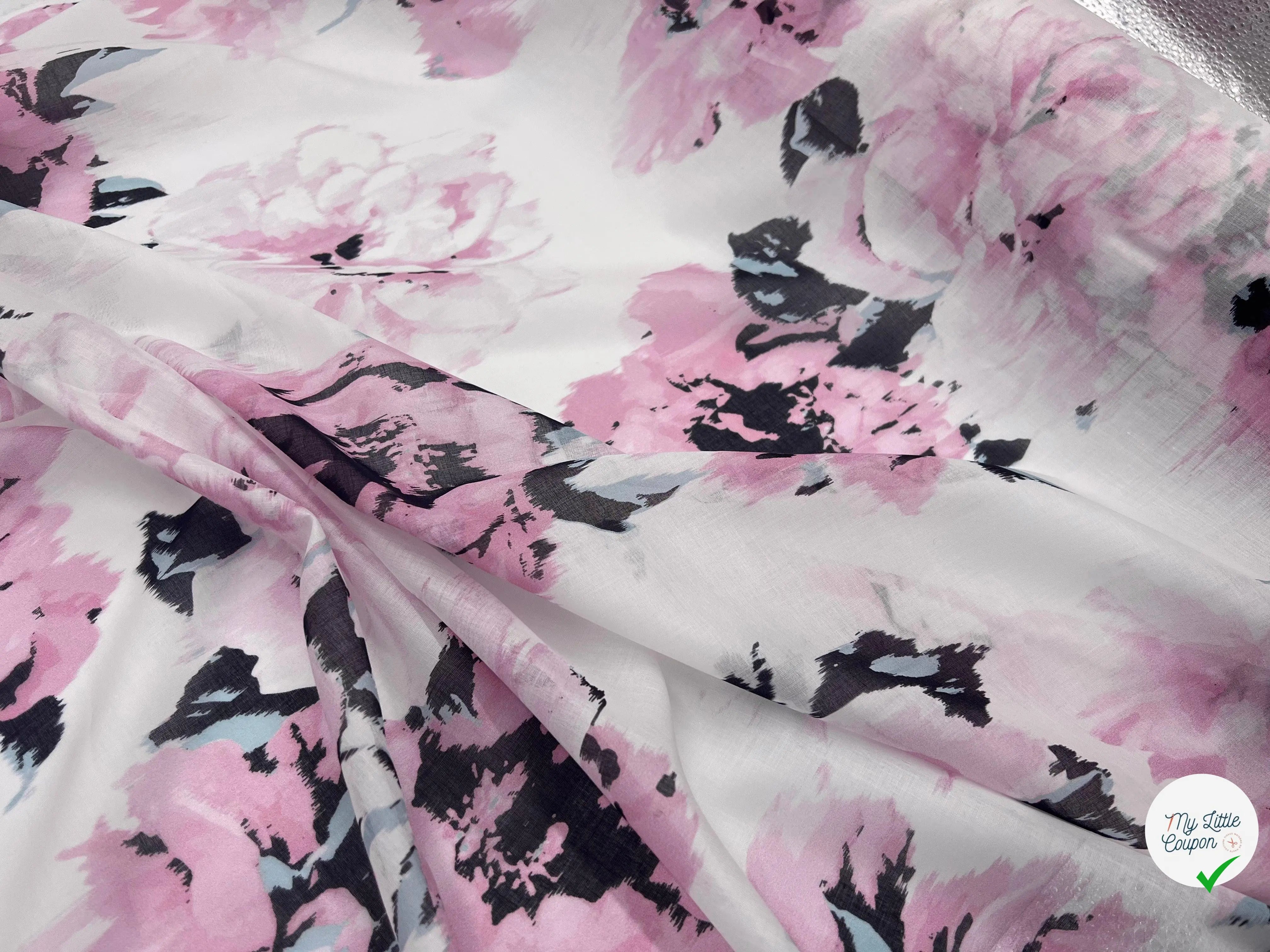 VOILE DE COTON IMPRIMÉ FLEURS FONDUES - My Little Coupon - tissu - coudre