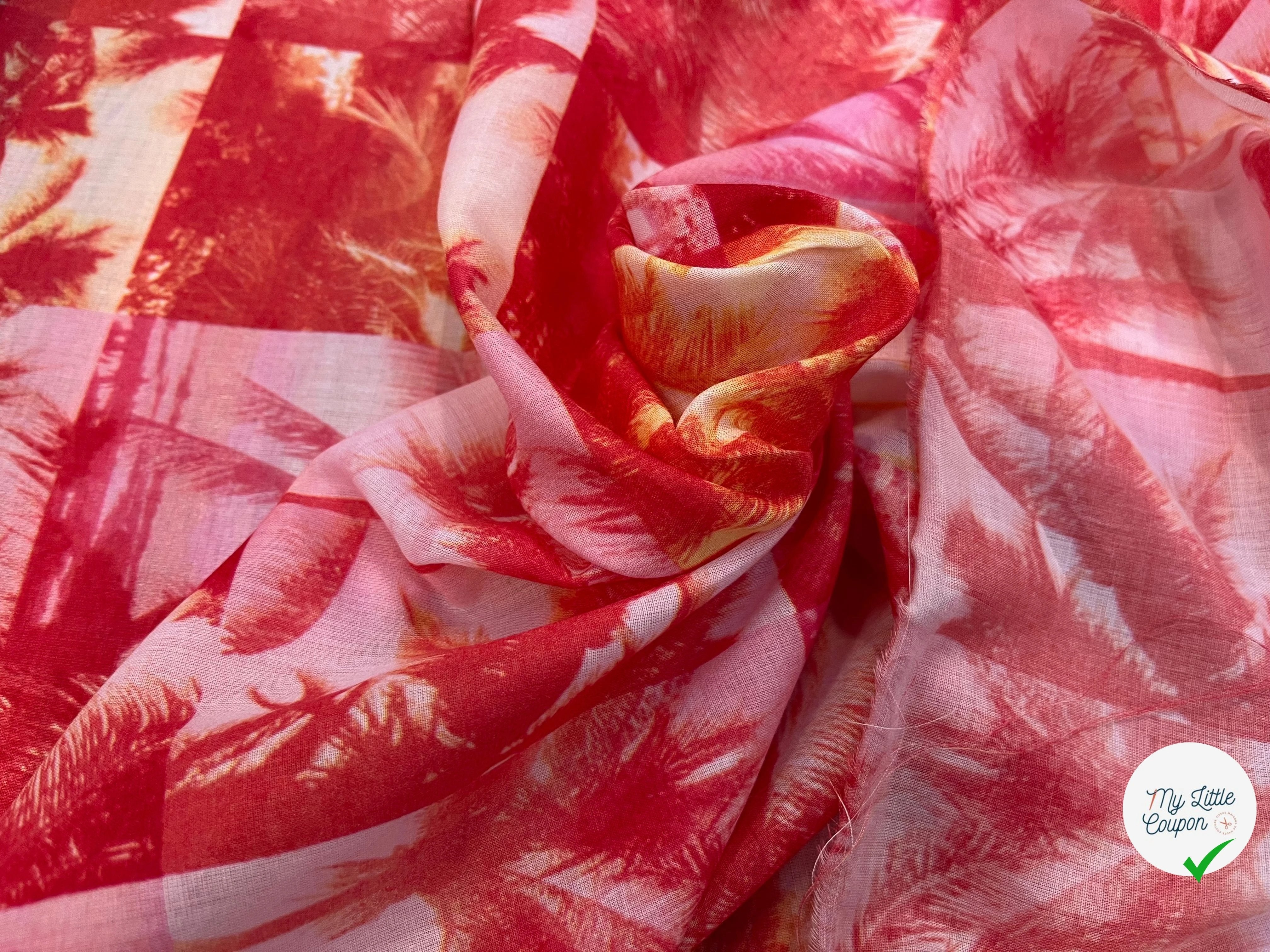 VOILE DE COTON IMPRIMÉ ULTRA DOUX COCOTIERS MULTICOLORES - My Little Coupon