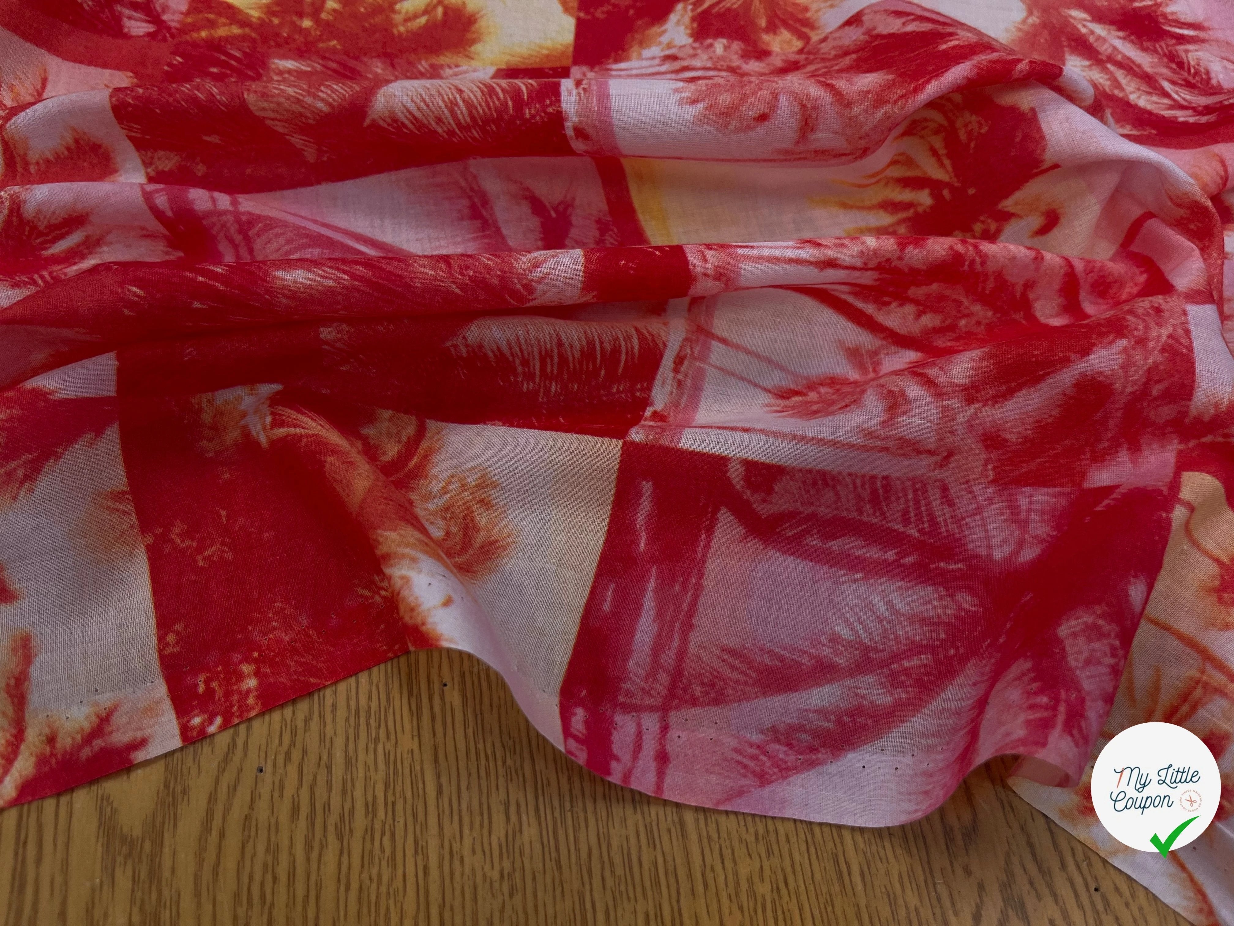 VOILE DE COTON IMPRIMÉ ULTRA DOUX COCOTIERS MULTICOLORES - My Little Coupon