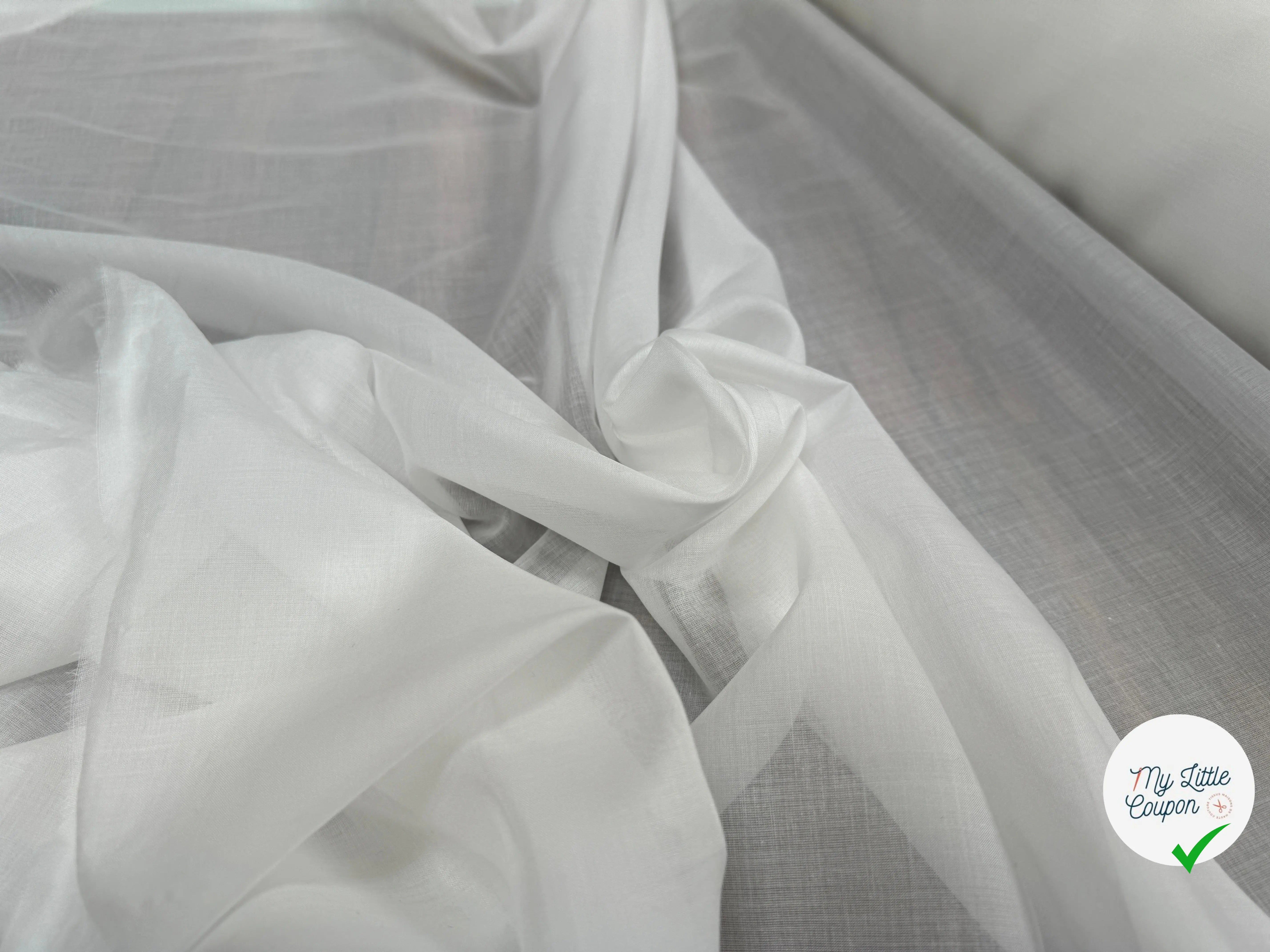 VOILE DE COTON ITALIEN BIANCO PUR COTON - My Little Coupon