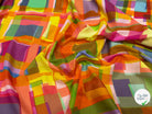VOILE DE COTON LEGER PLEXI IMPRIMÉ CARREAUX MULTICOLORE - My Little Coupon