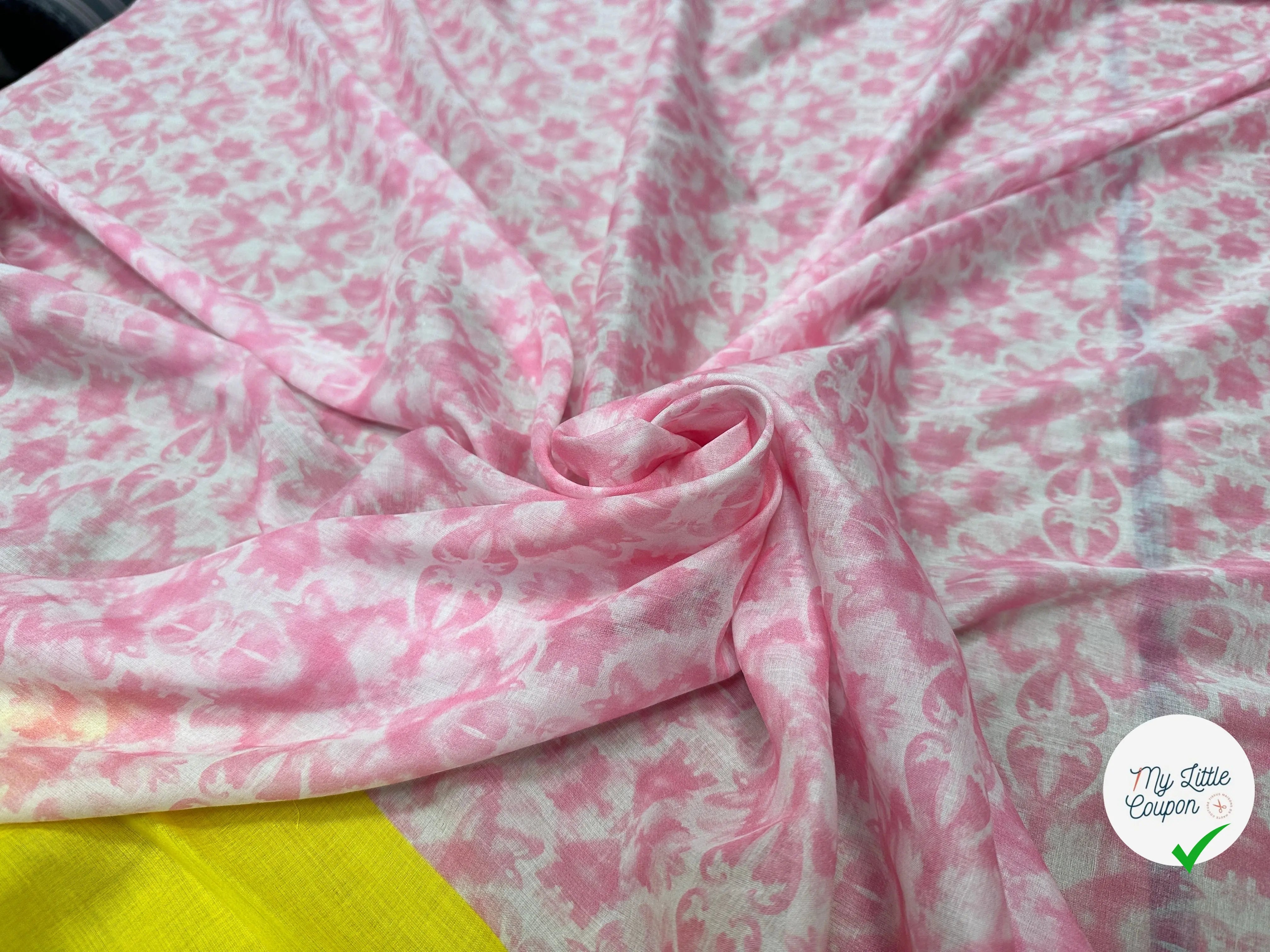 VOILE DE COTON LEGEREMENT EMERISÉ BASE JAUNE - My Little Coupon