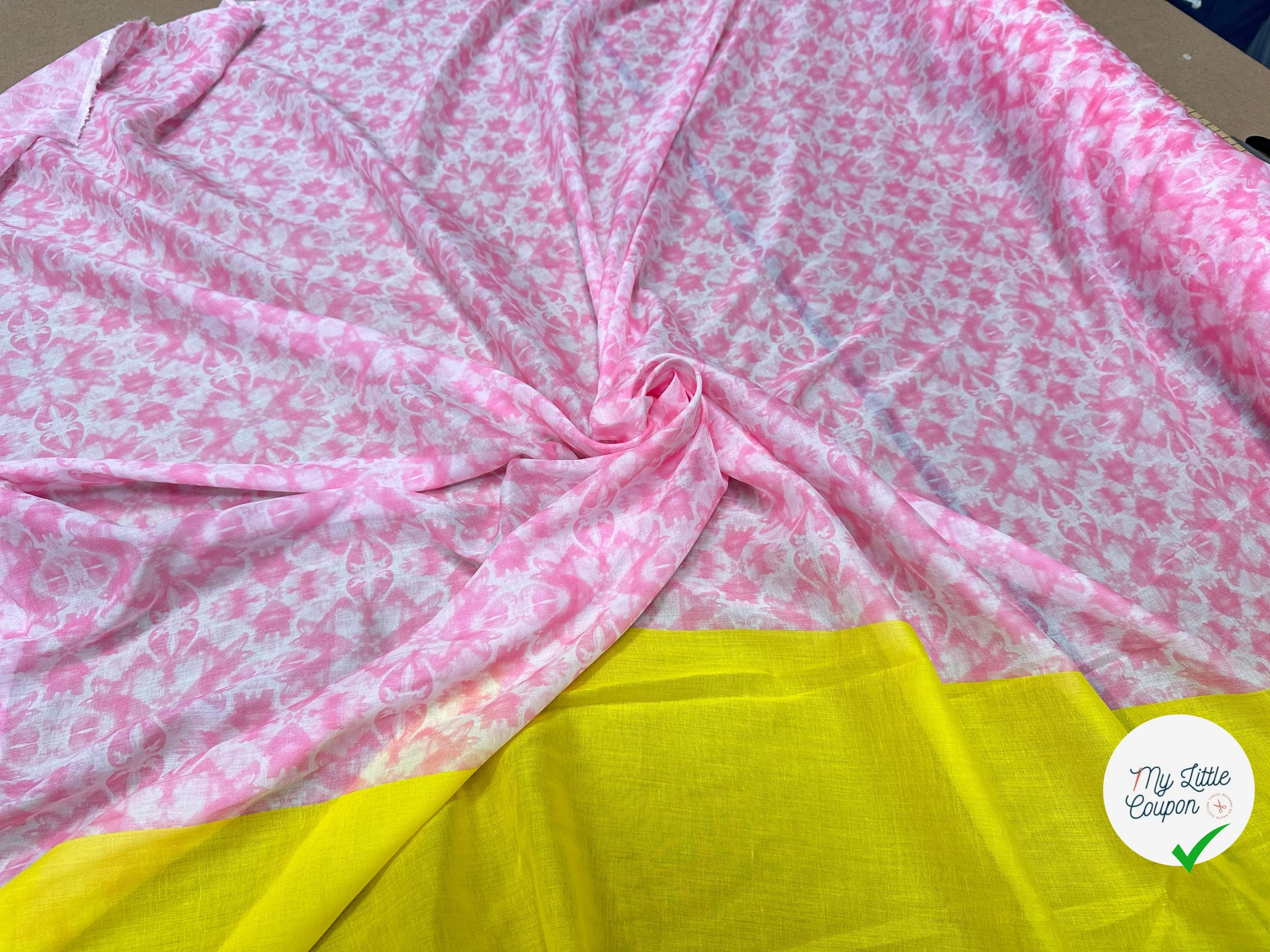 VOILE DE COTON LEGEREMENT EMERISÉ BASE JAUNE - My Little Coupon