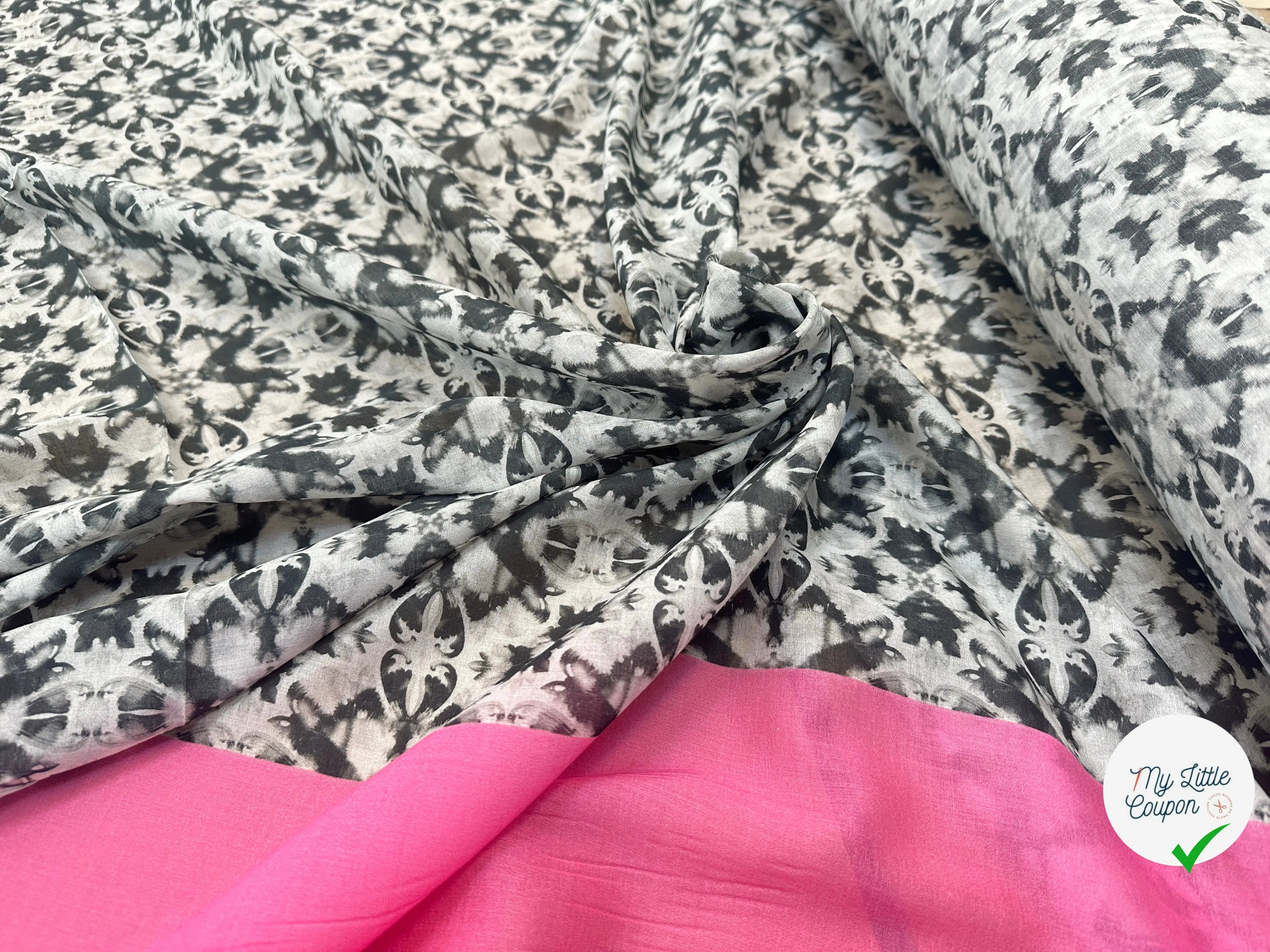 VOILE DE COTON LEGEREMENT EMERISÉ BASE ROSE - My Little Coupon