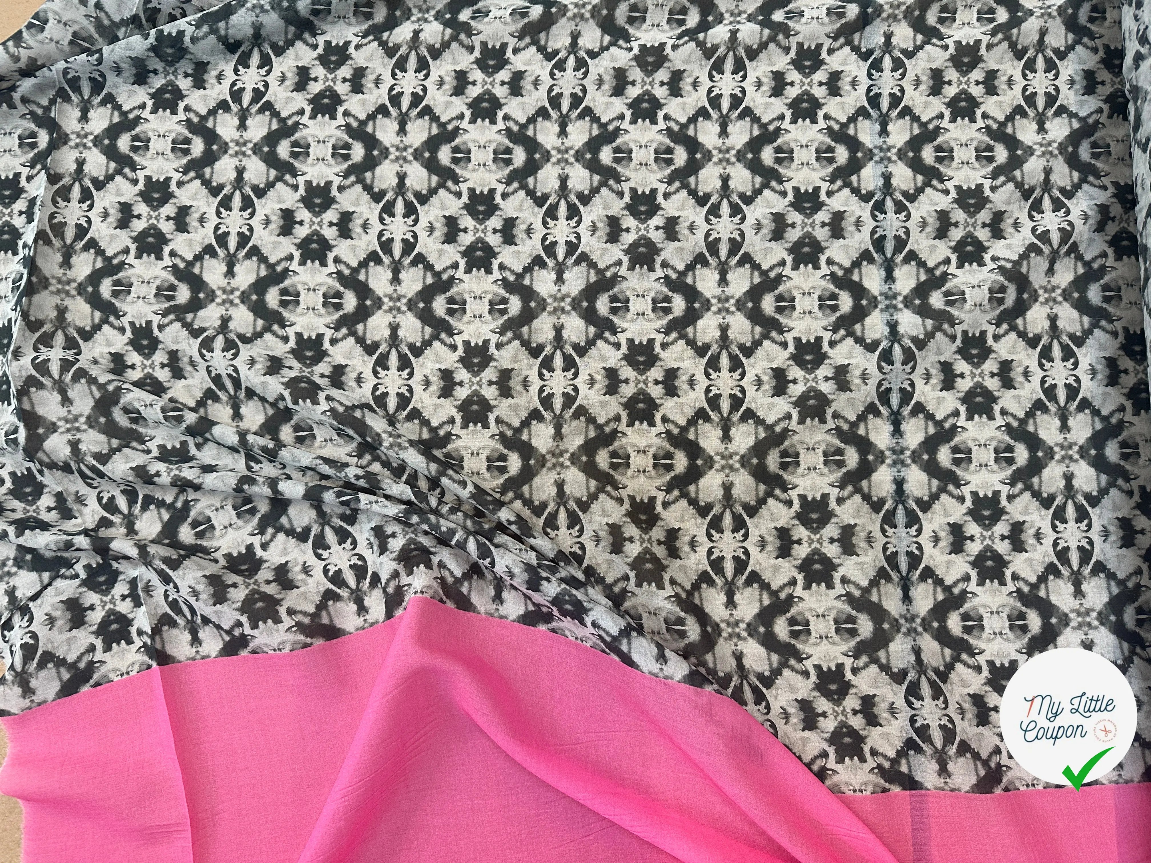 VOILE DE COTON LEGEREMENT EMERISÉ BASE ROSE - My Little Coupon