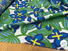 VOILE DE COTON NINFEA BOSQUET IMPRIMÉ FLORAL VERT/BLEU - My Little Coupon