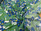 VOILE DE COTON NINFEA BOSQUET IMPRIMÉ FLORAL VERT/BLEU - My Little Coupon