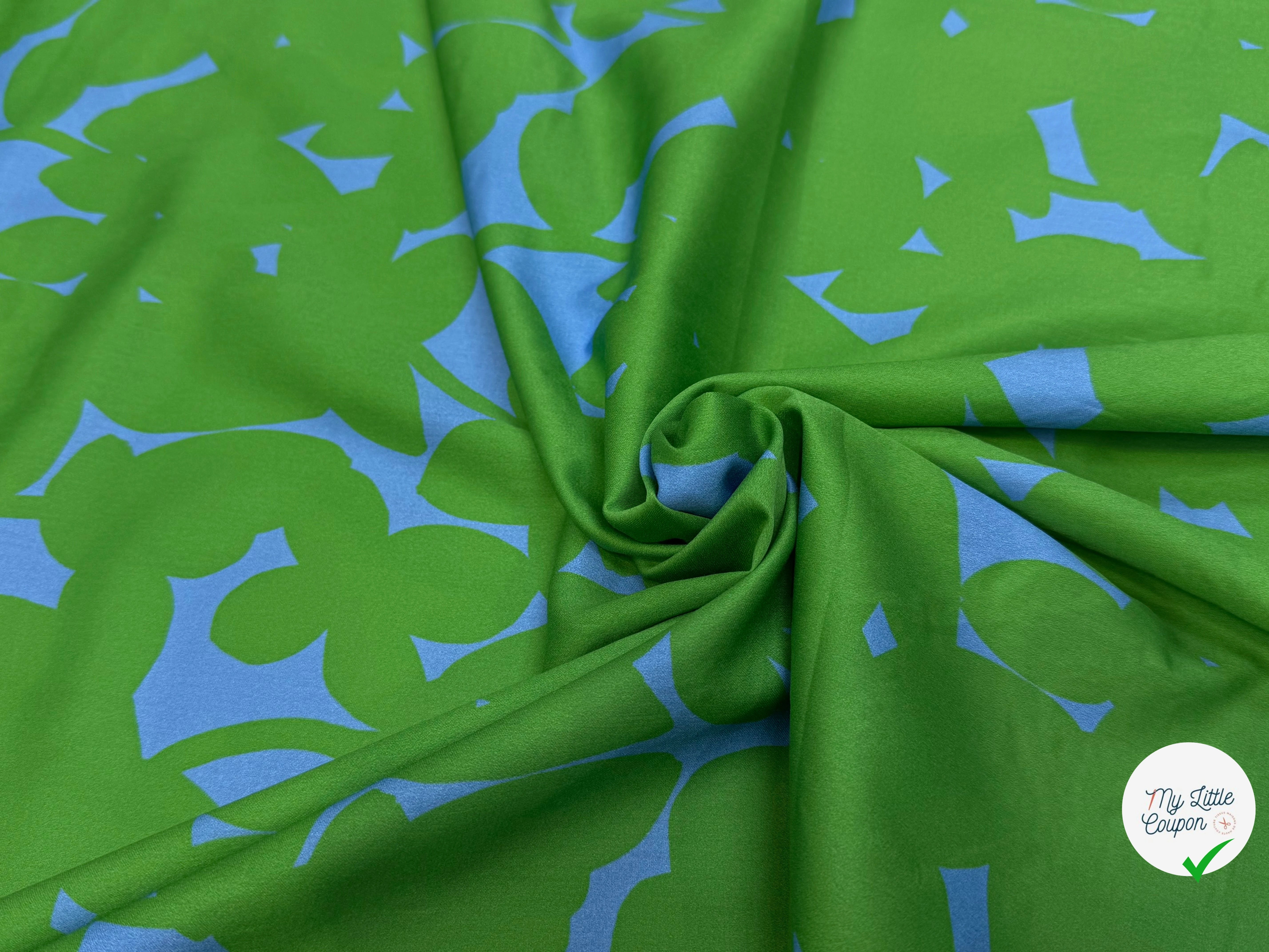 VOILE DE COTON NINFEA OMBRE VERT IMPRIMÉ FLORAL GRAPHIQUE BICOLORE - My Little Coupon