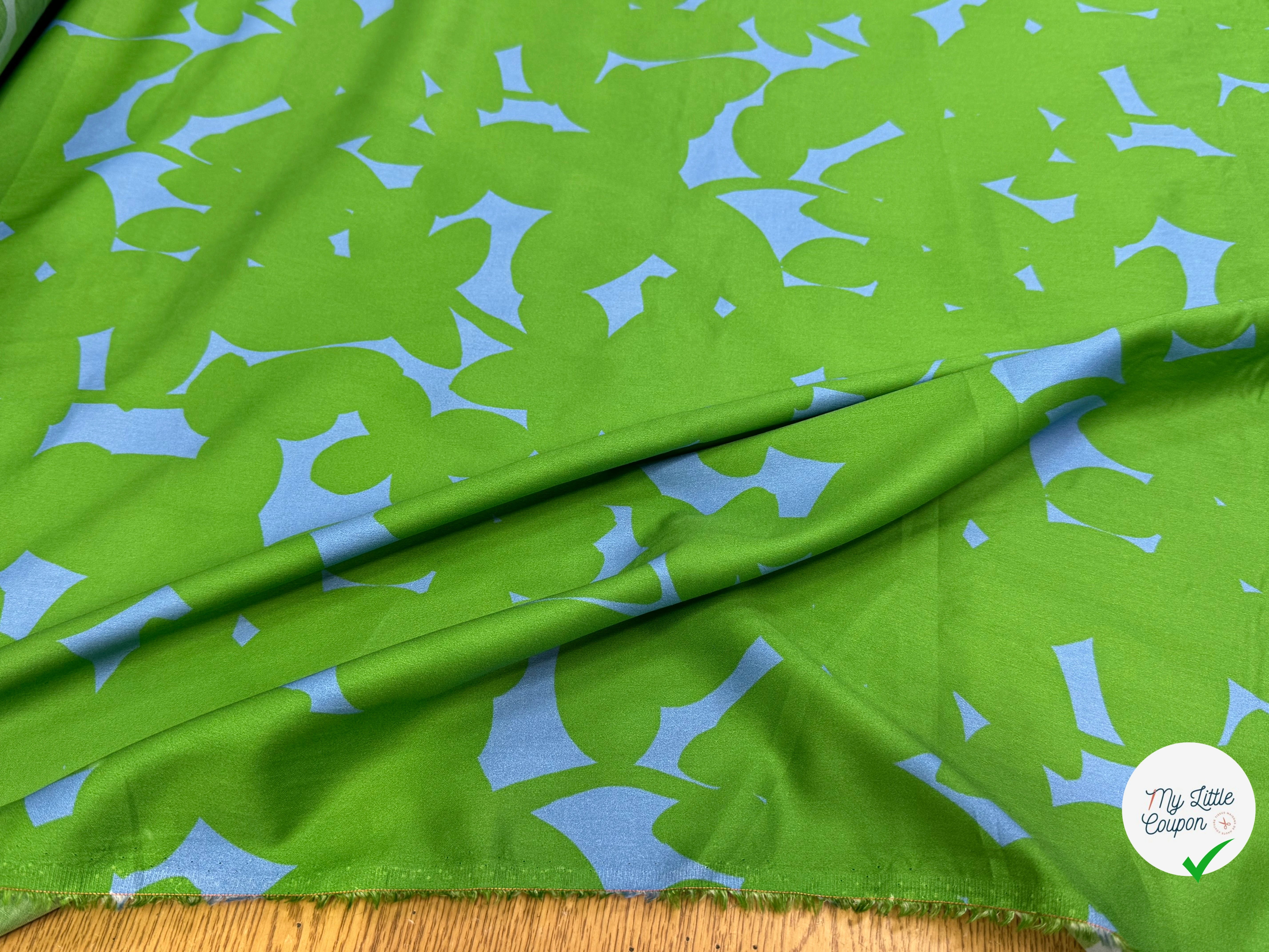 VOILE DE COTON NINFEA OMBRE VERT IMPRIMÉ FLORAL GRAPHIQUE BICOLORE - My Little Coupon