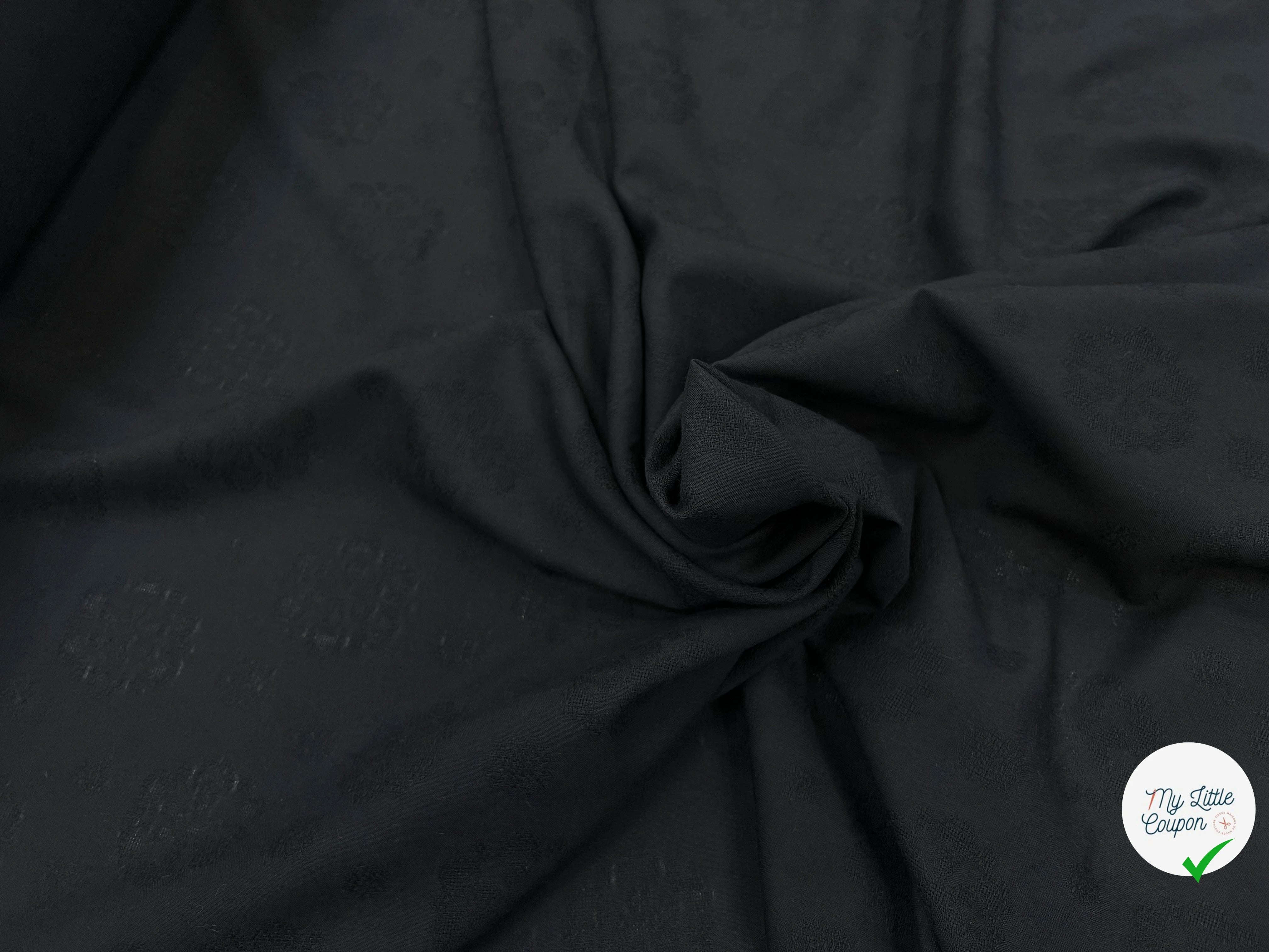 VOILE DE COTON NOIR JACQUARD TON SUR TON - My Little Coupon