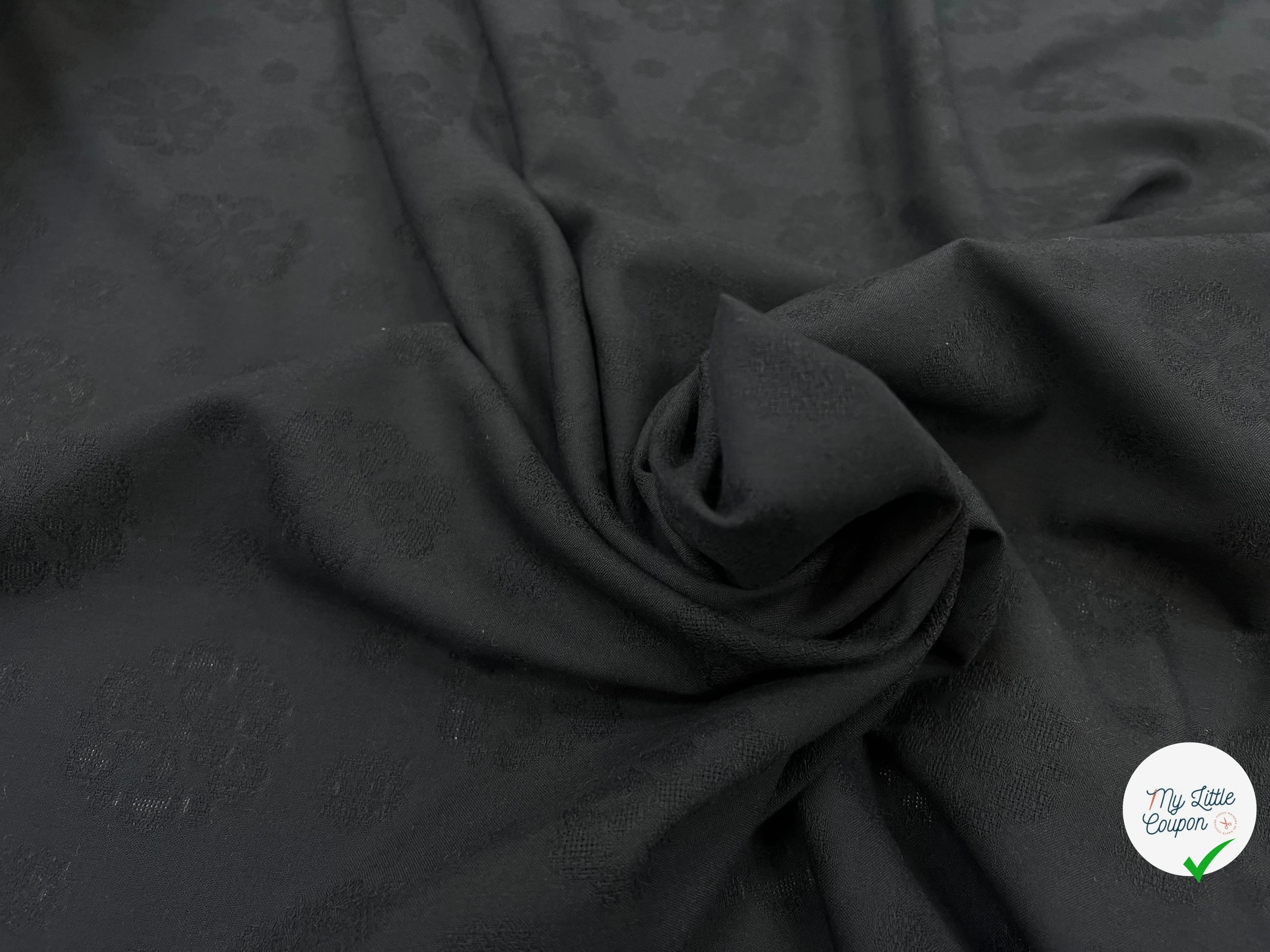 VOILE DE COTON NOIR JACQUARD TON SUR TON - My Little Coupon
