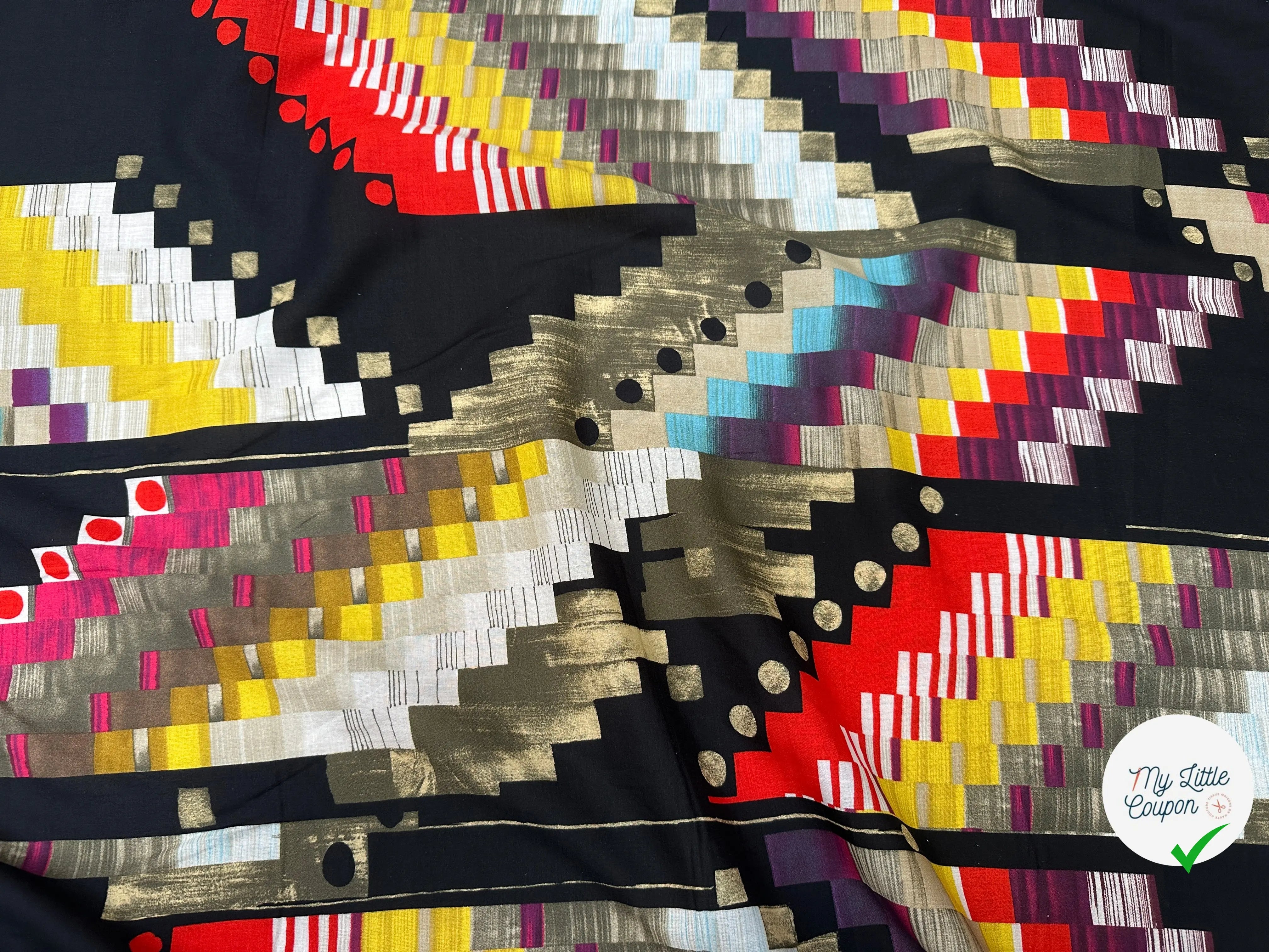 VOILE DE COTON ORIGAMI DE COULEUR FOND NOIR - My Little Coupon