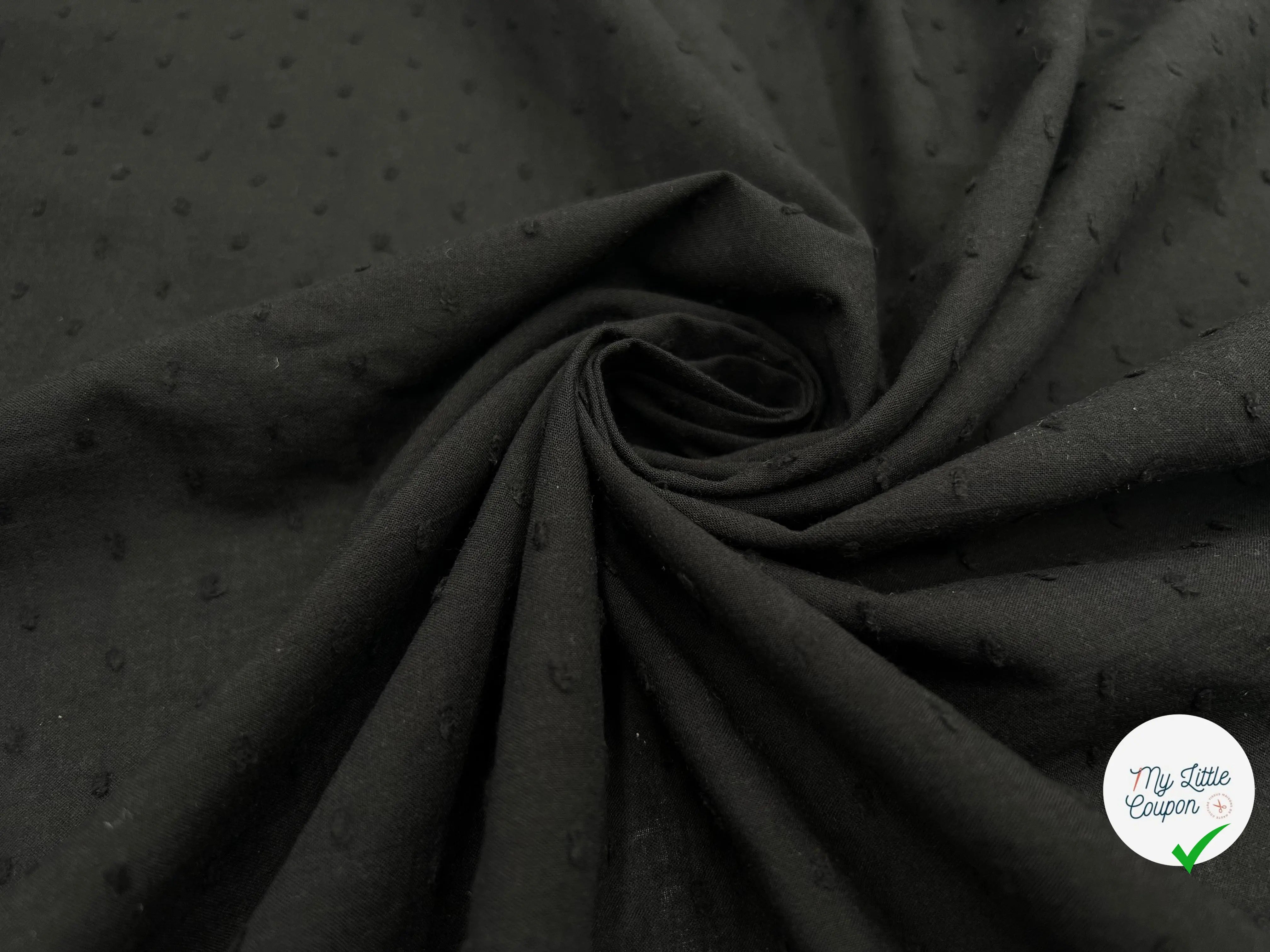 VOILE DE COTON PLUMETIS NOIR - My Little Coupon - tissu - coudre