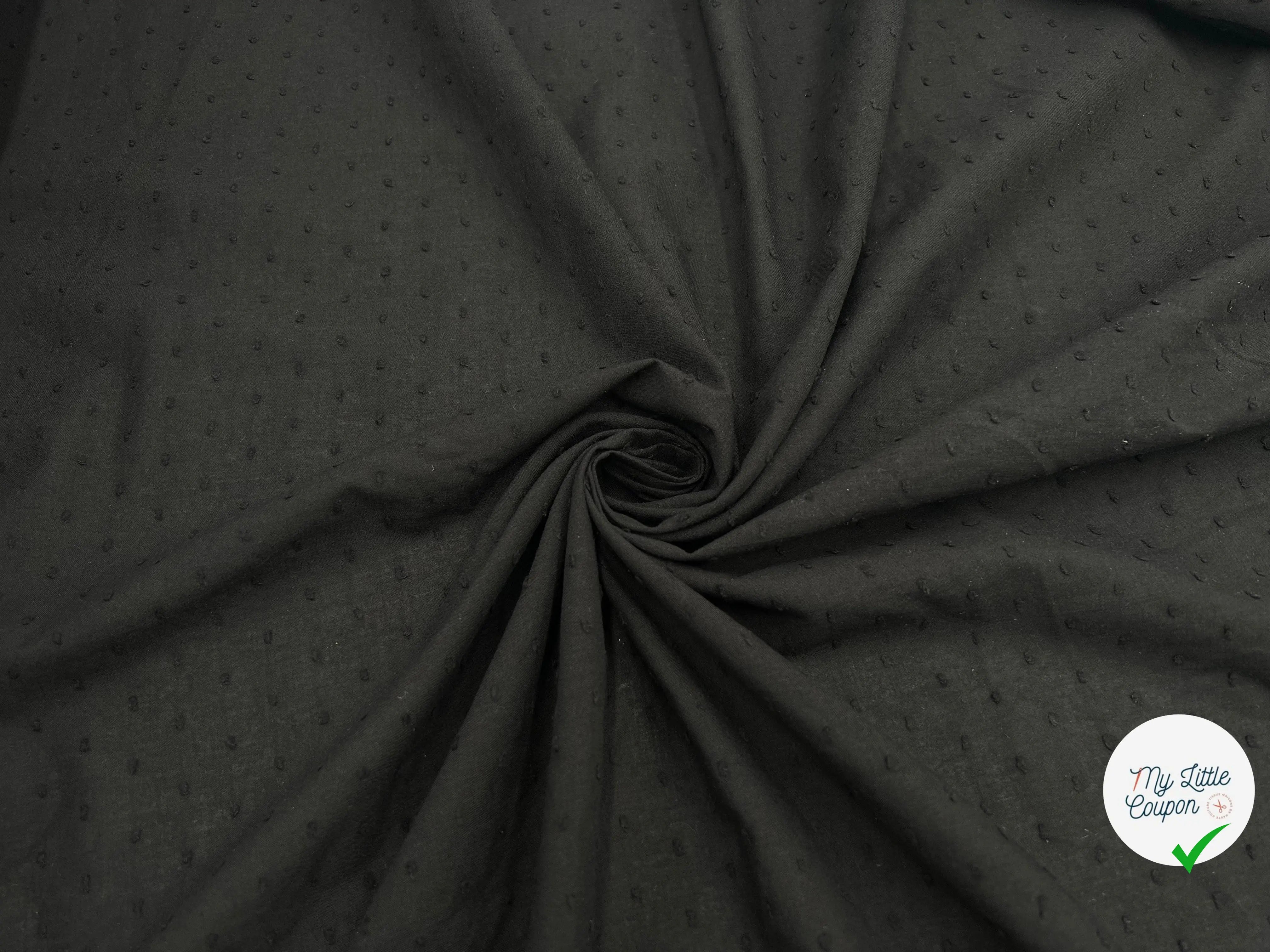 VOILE DE COTON PLUMETIS NOIR - My Little Coupon - tissu - coudre