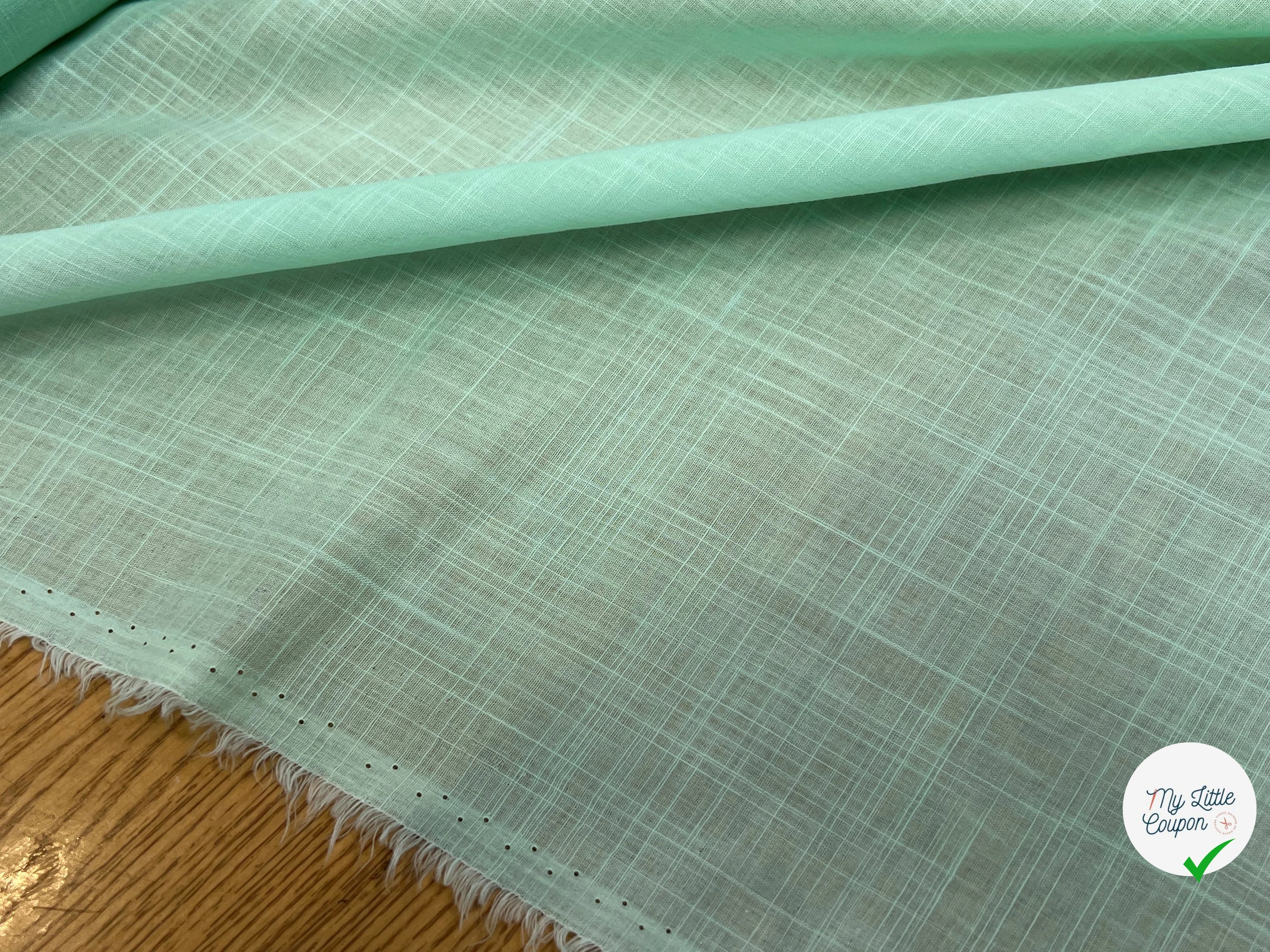 VOILE DE COTON QUADRILLÉ FLUIDE VERT MENTHE 146CM - My Little Coupon