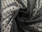 VOILE DE COTON QUADRILLÉ PLUMETIS NOIR FLOCHÉ MSO