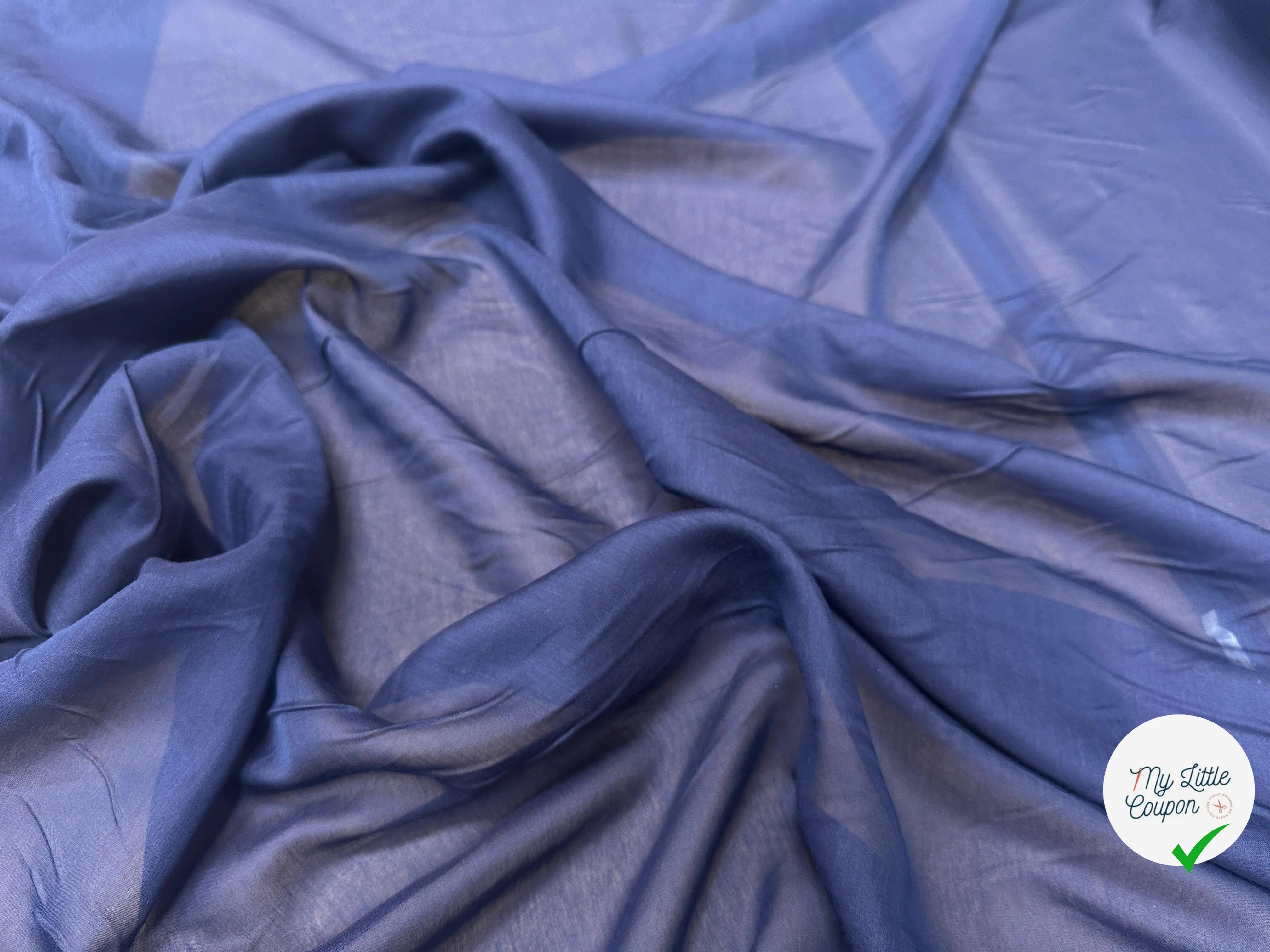VOILE DE COTON SOIE BLEU MARINE ULTRA DOUX - My Little Coupon