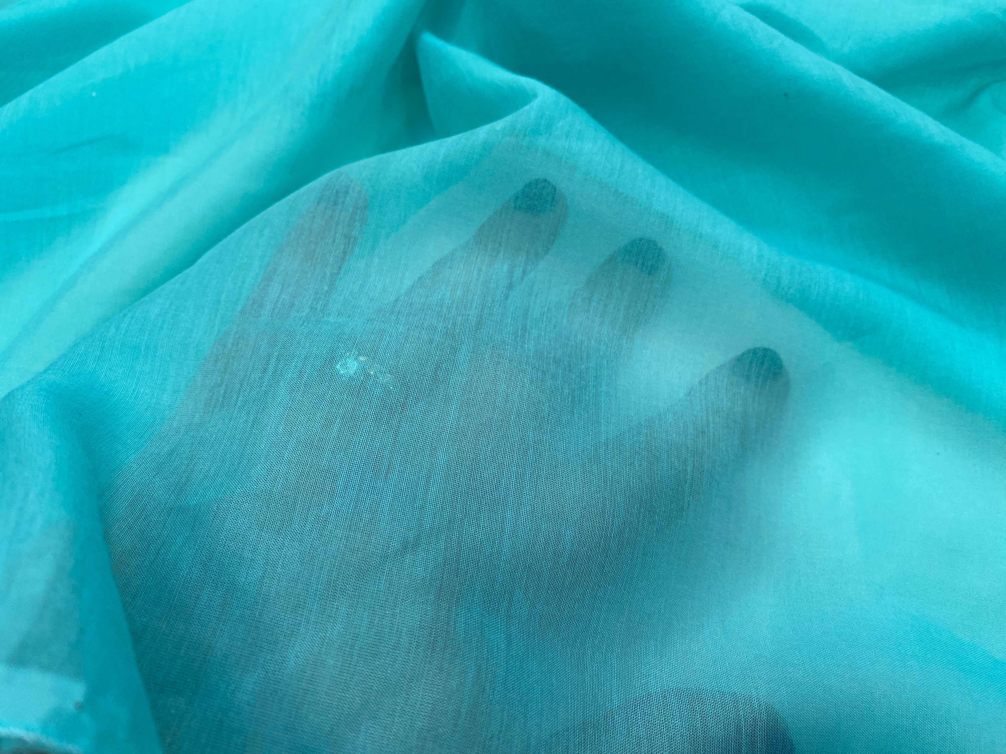 VOILE DE COTON SOIE BLEU PISCINE ULTRA DOUX - My Little Coupon