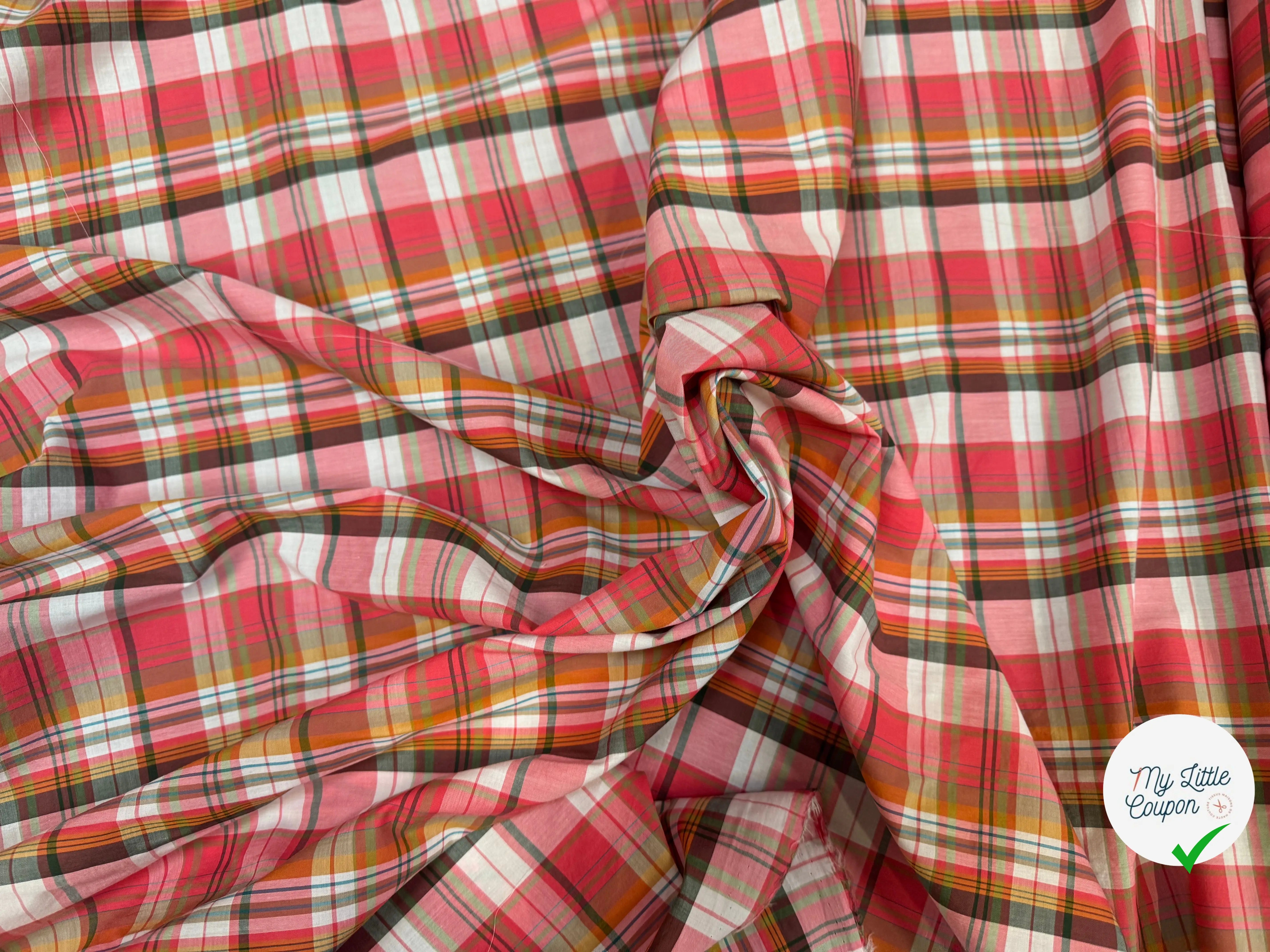 VOILE DE COTON TARTAN ROSE 13 - My Little Coupon