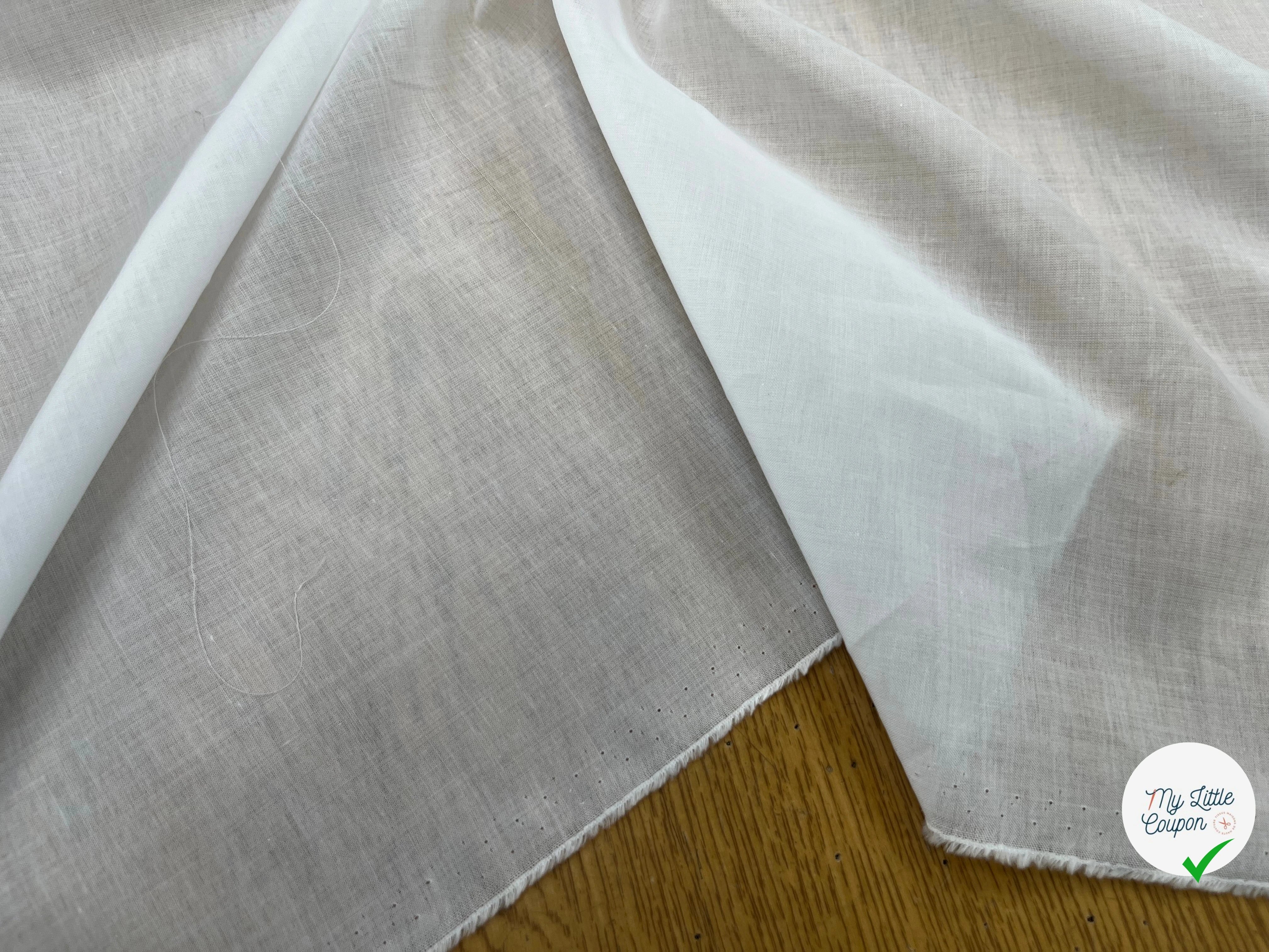 VOILE DE COTON UNI BLANC FLUIDE 148CM - My Little Coupon