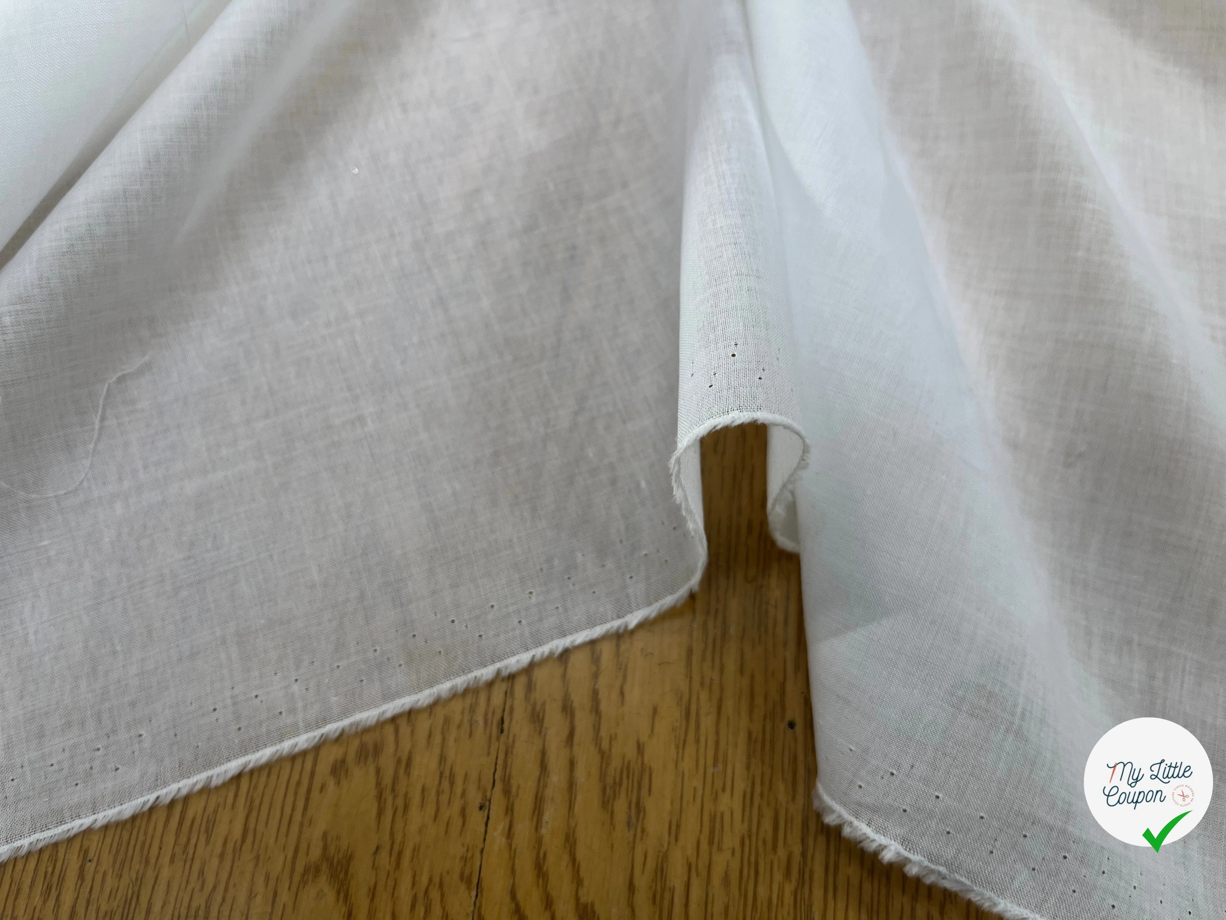 VOILE DE COTON UNI BLANC FLUIDE 148CM - My Little Coupon