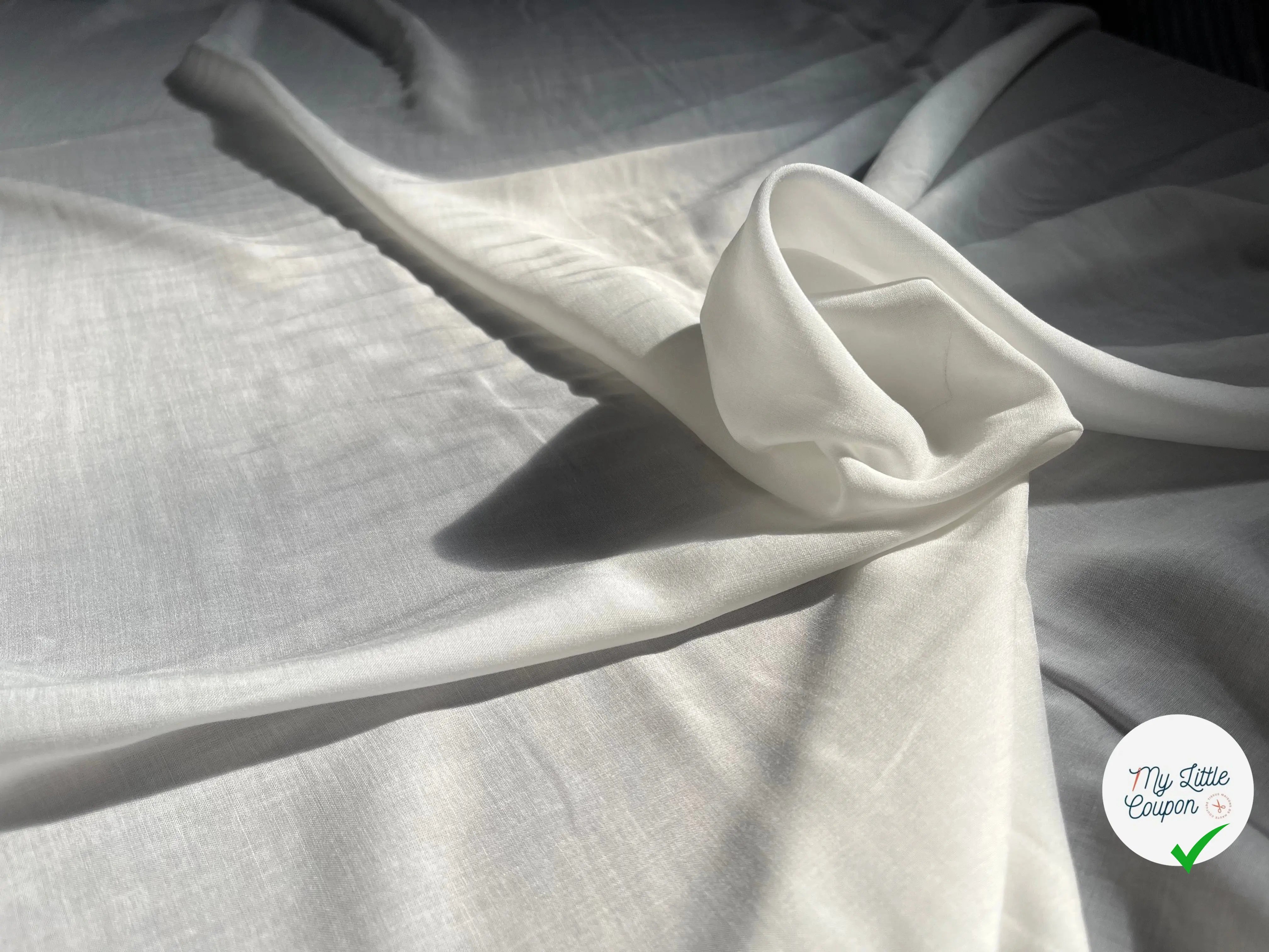 VOILE DE COTON UNI COULEUR BLANC ECRU - My Little Coupon