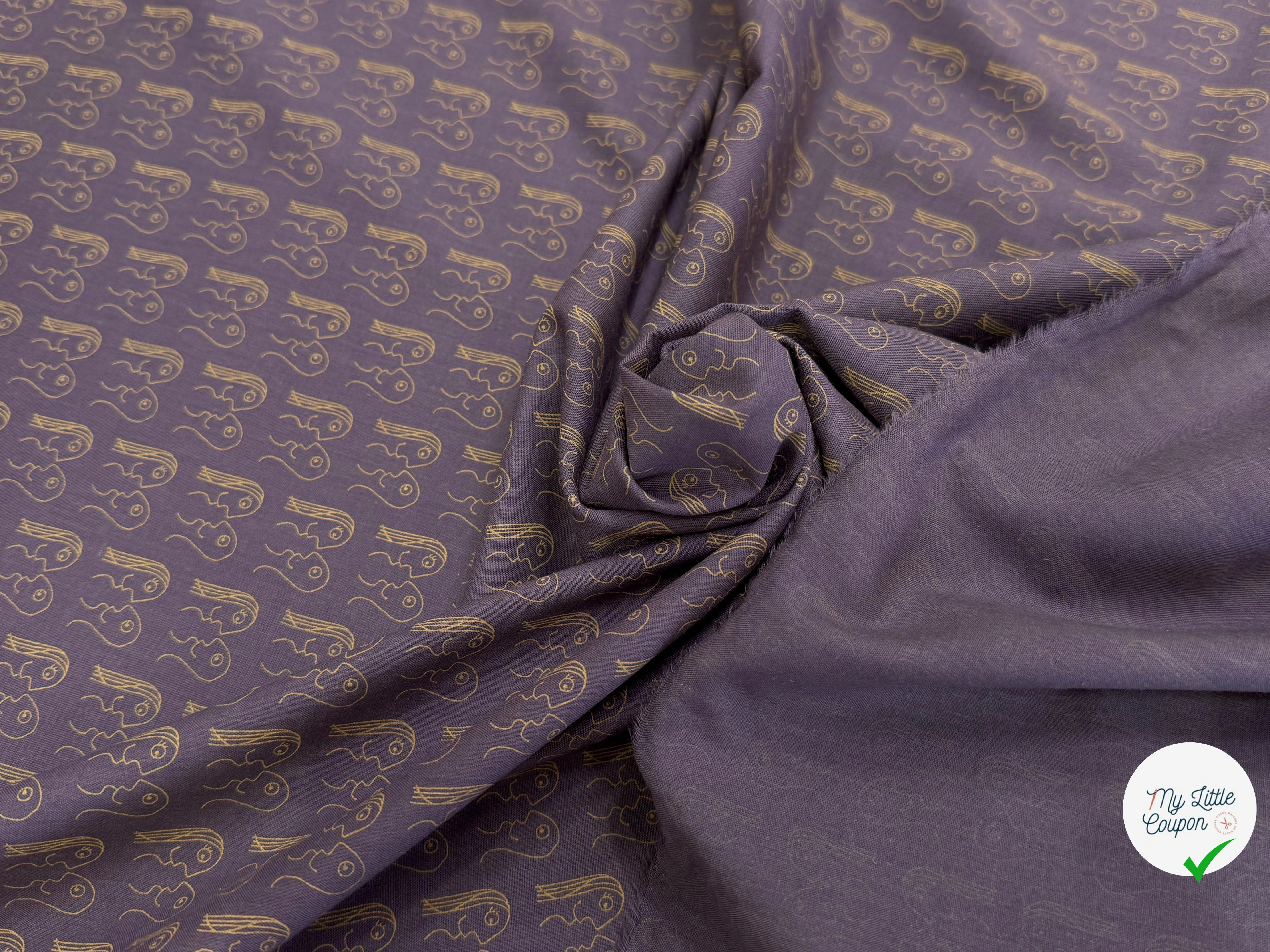 VOILE DE COTON VIOLET IMPRIMÉ EYE CONTACT - My Little Coupon