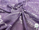 VOILE DE COTON VIOLET MOTIF FEUILLE BLANCHE - My Little Coupon