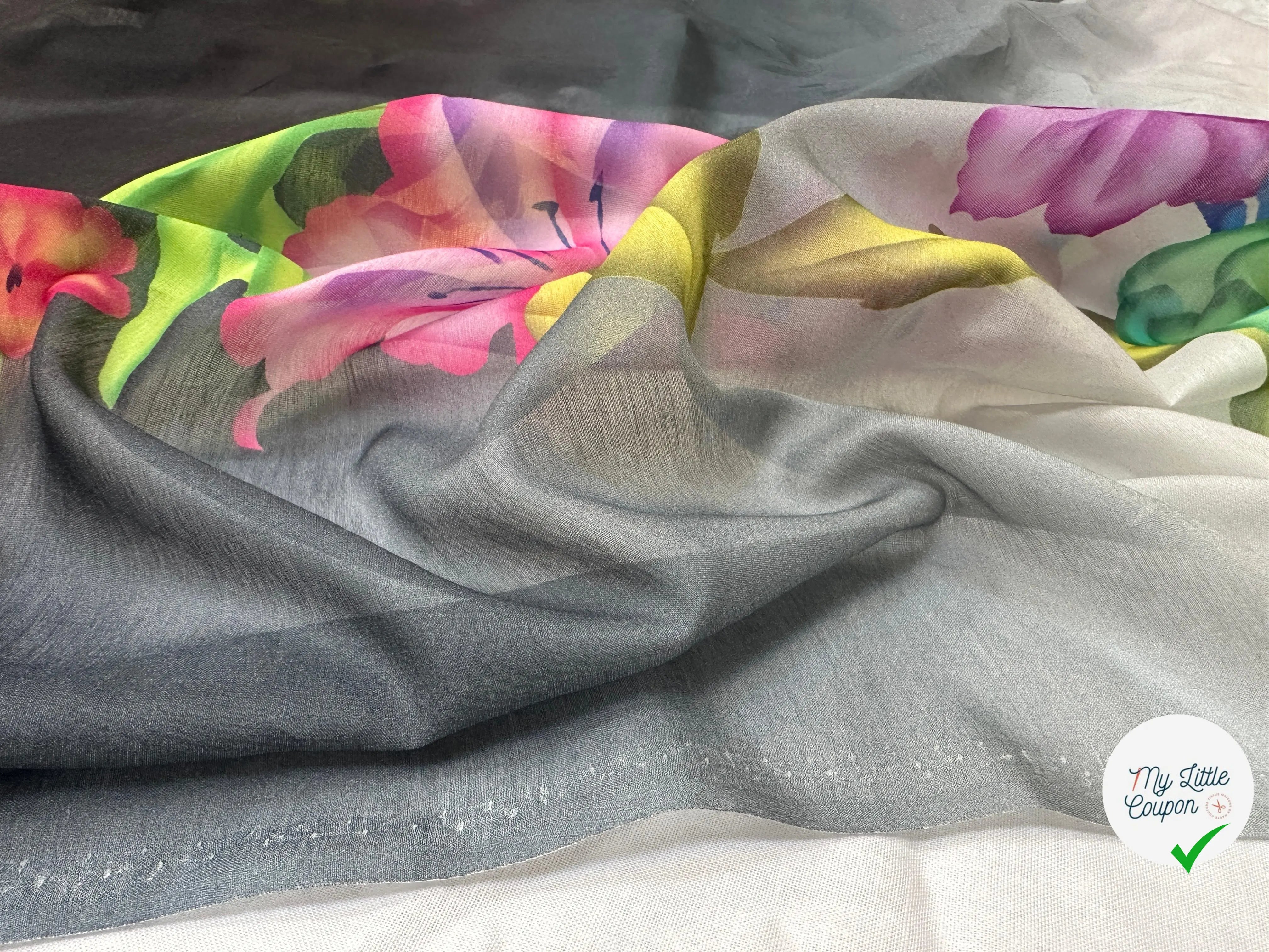 VOILE EMERISÉ COTON SOIE BASES DE FLEURS - My Little Coupon