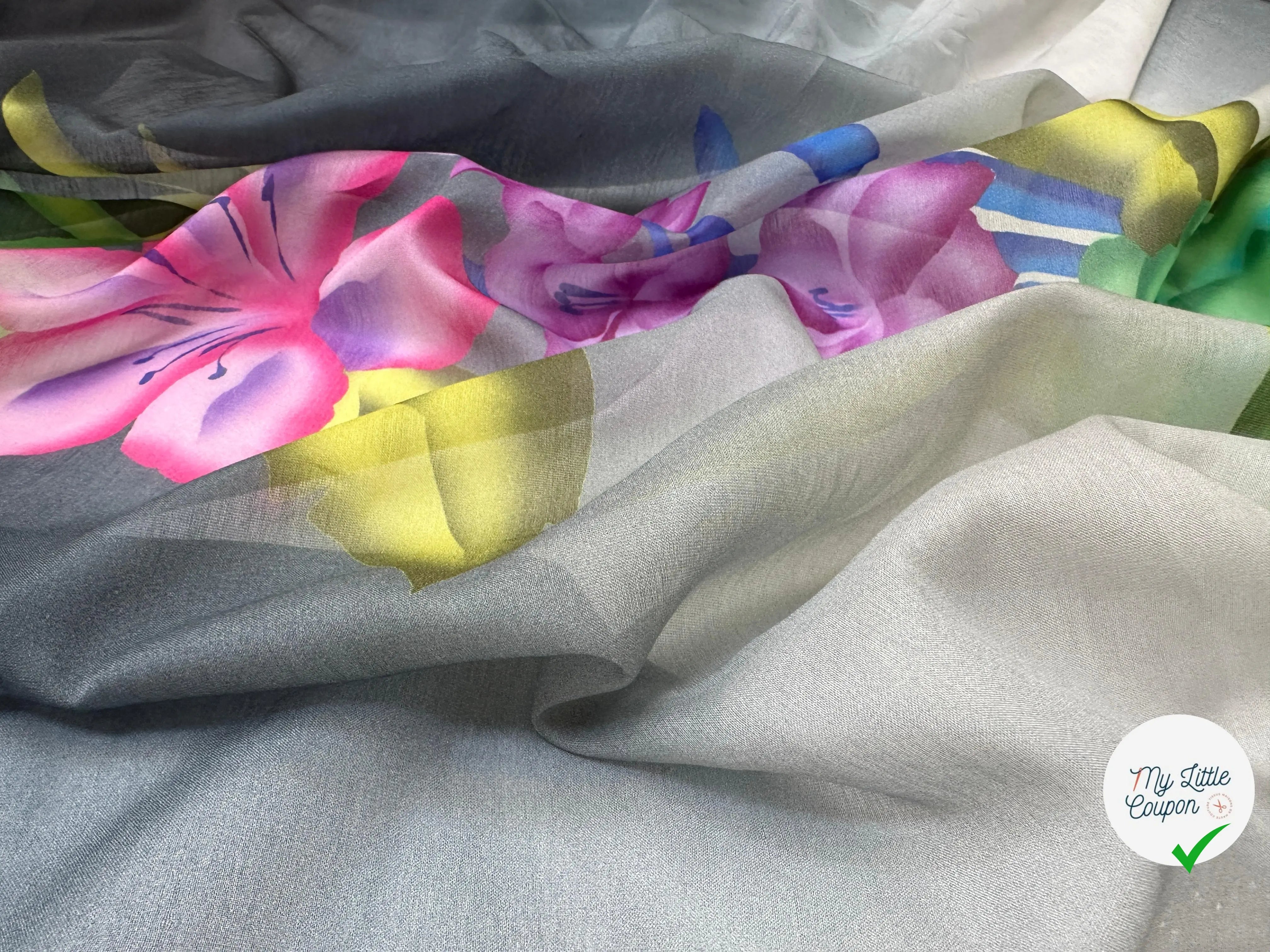 VOILE EMERISÉ COTON SOIE BASES DE FLEURS - My Little Coupon